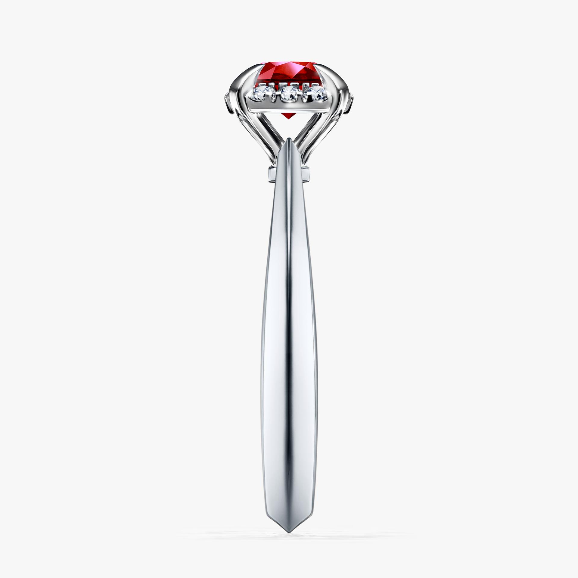 Pierścionek zaręczynowy My Beauty z białego złota z rubinem 0,62ct