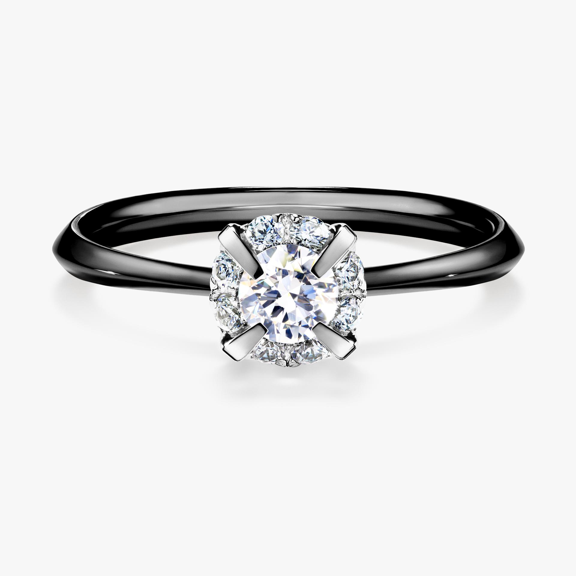 Pierscionek zareczynowy z szafirem bialym 033 CT z czarnego zlota my beauty 01