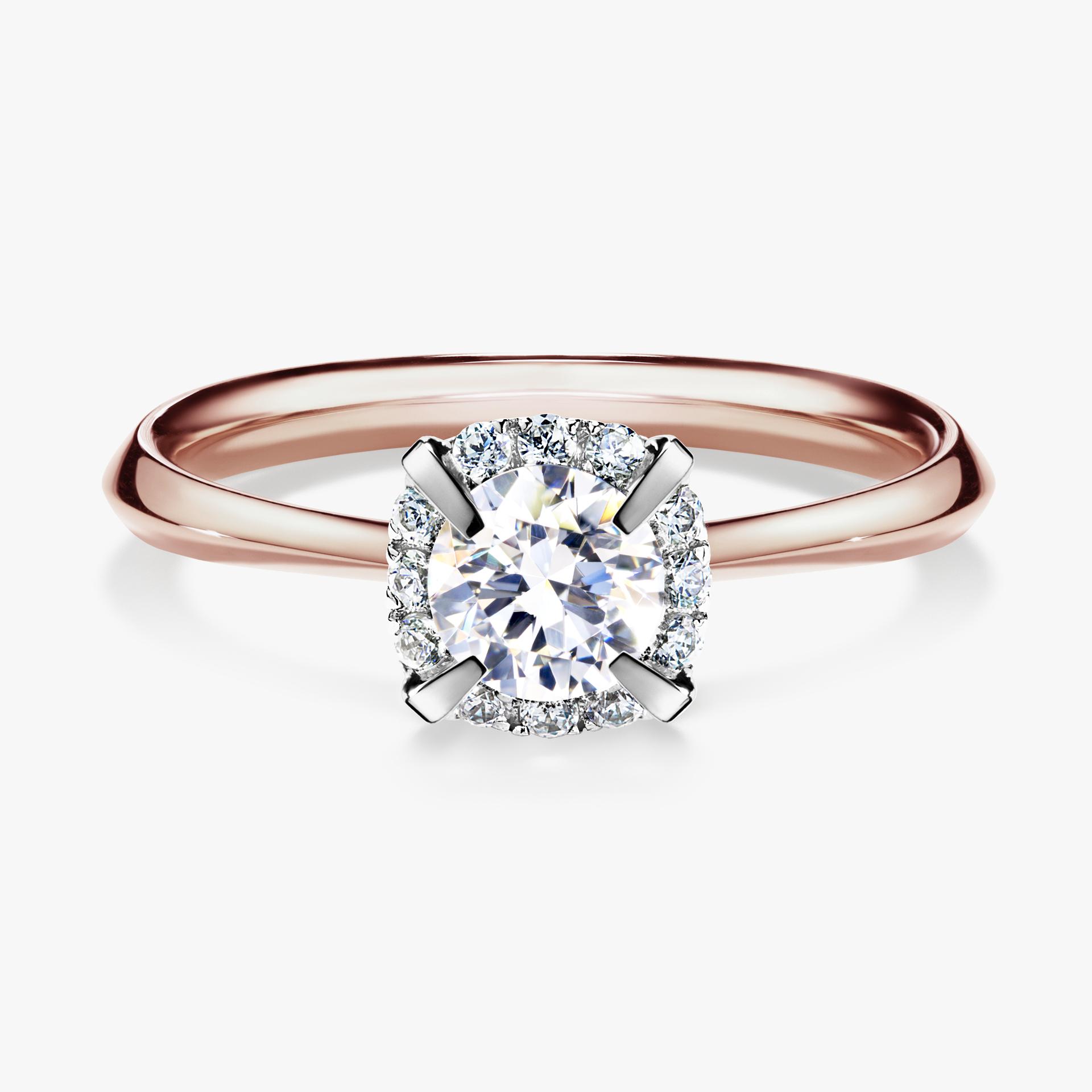 Pierścionek zaręczynowy My Beauty z różowego złota z szafirem białym 0,62ct