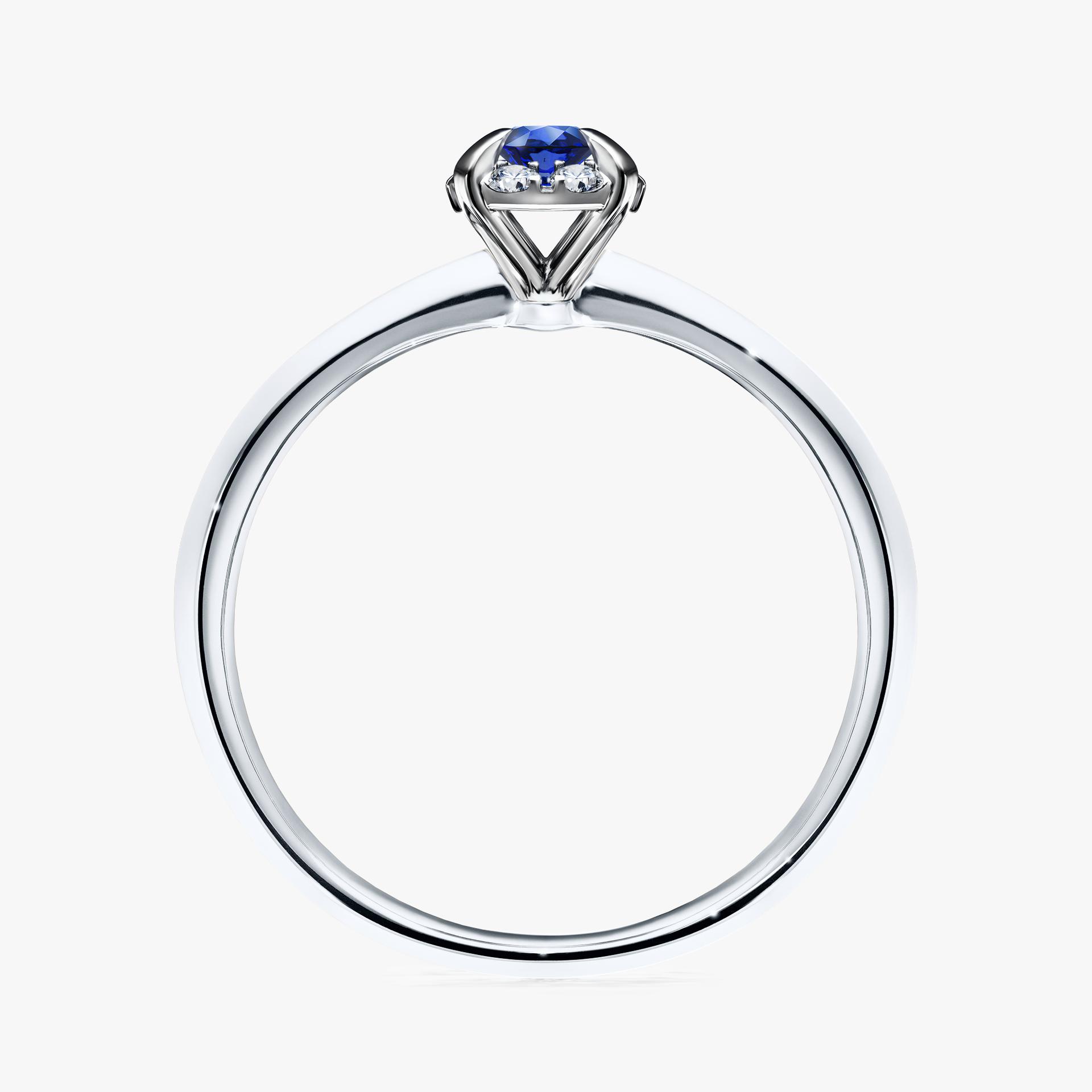 Pierścionek zaręczynowy My Beauty z białego złota z szafirem niebieskim 0,14ct