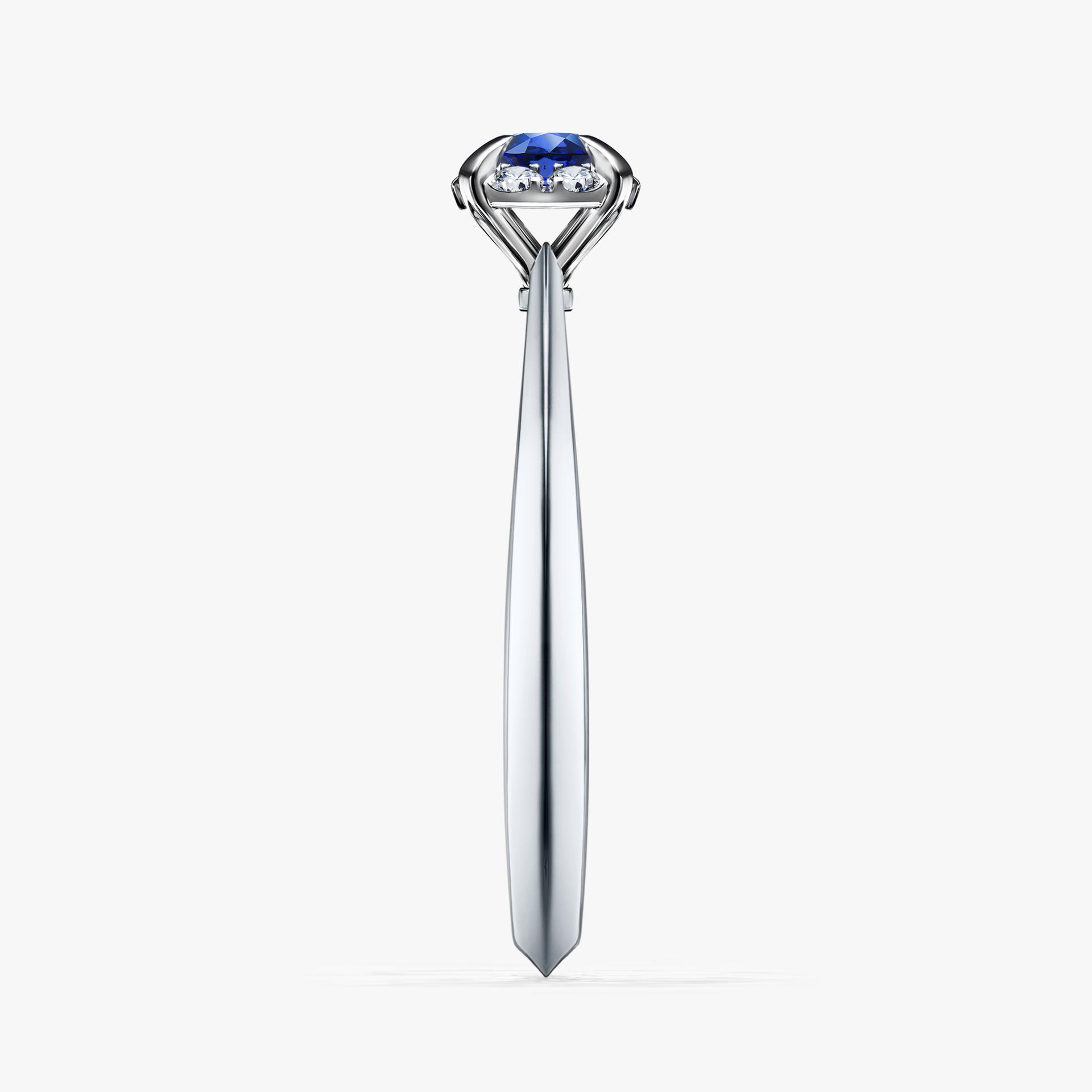 Pierścionek zaręczynowy My Beauty z białego złota z szafirem niebieskim 0,14ct