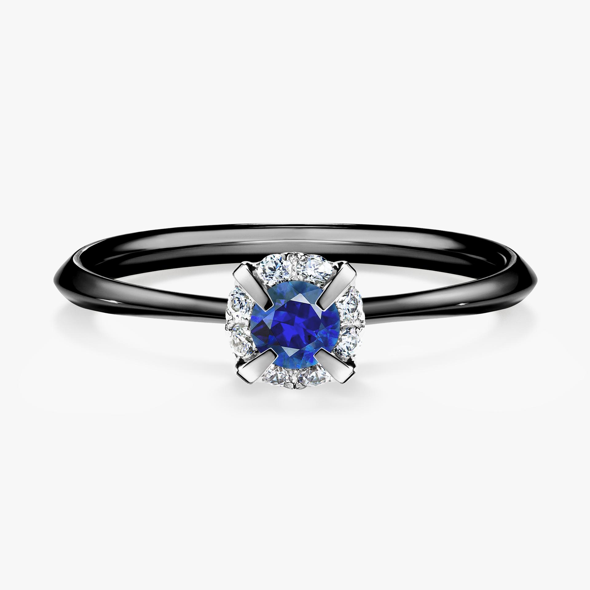Pierscionek zareczynowy z szafirem niebieskim 014 CT z czarnego zlota my beauty 01