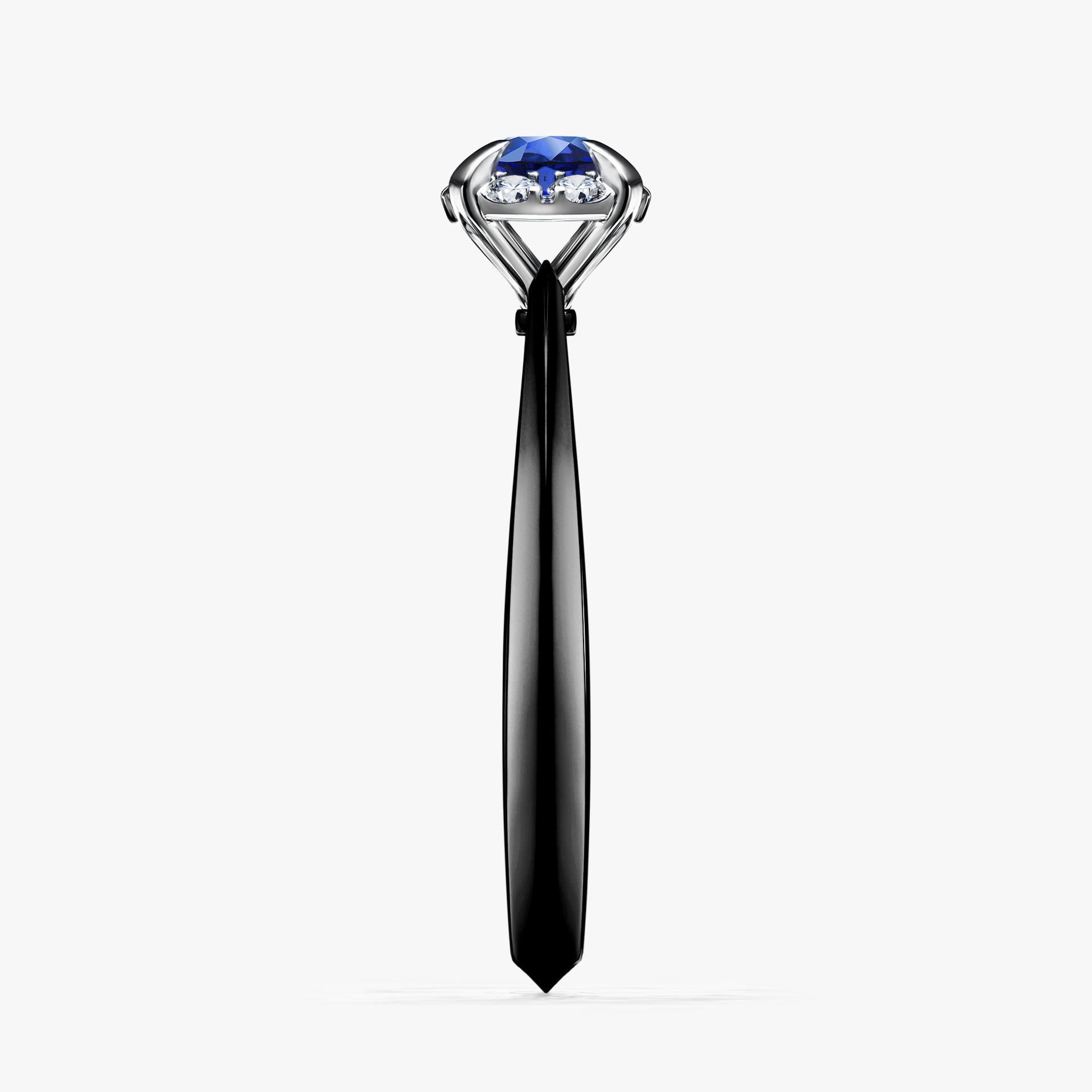 Pierscionek zareczynowy z szafirem niebieskim 033 CT z czarnego zlota my beauty 03