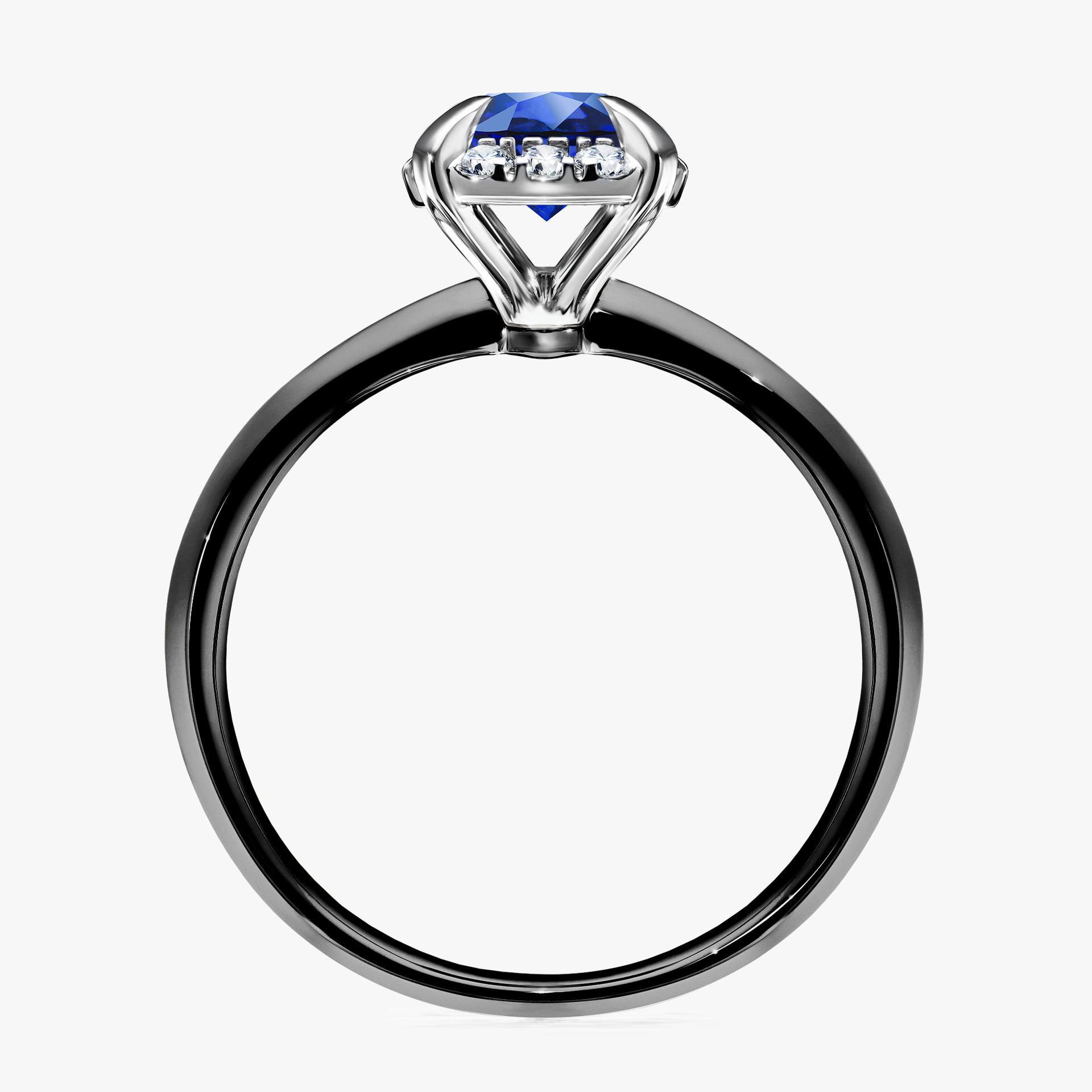 Pierścionek zaręczynowy My Beauty z czarnego złota z szafirem niebieskim 0,98ct