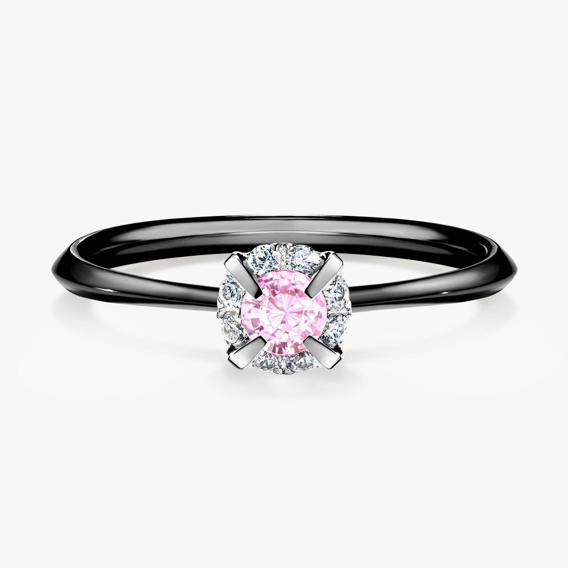 Pierscionek zareczynowy z szafirem rozowym 014 CT z czarnego zlota my beauty 01