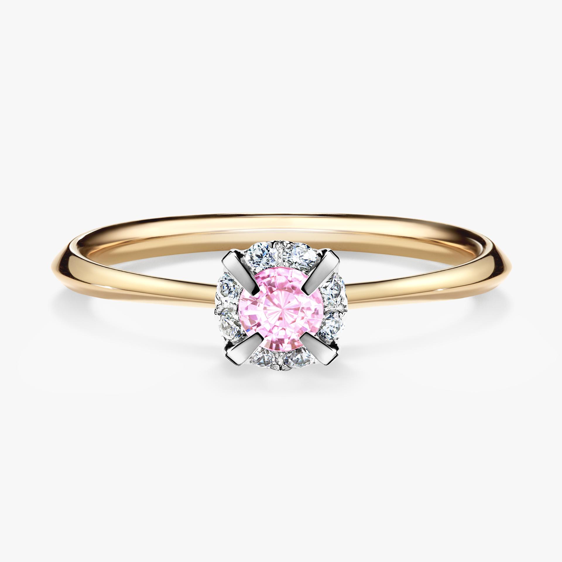 Pierscionek zareczynowy z szafirem rozowym 014 CT z zoltego zlota my beauty 01
