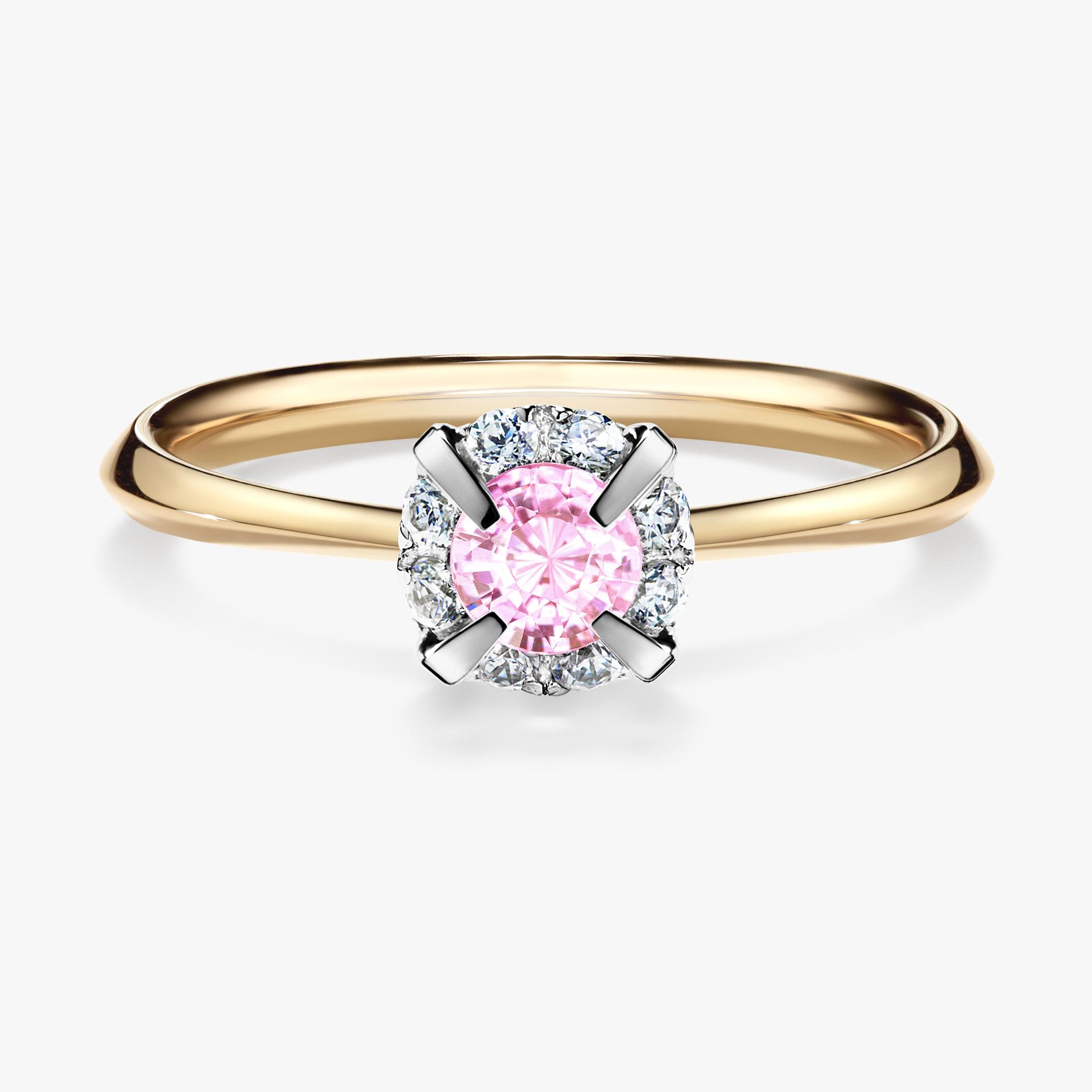 Pierscionek zareczynowy z szafirem rozowym 033 CT z zoltego zlota my beauty 01