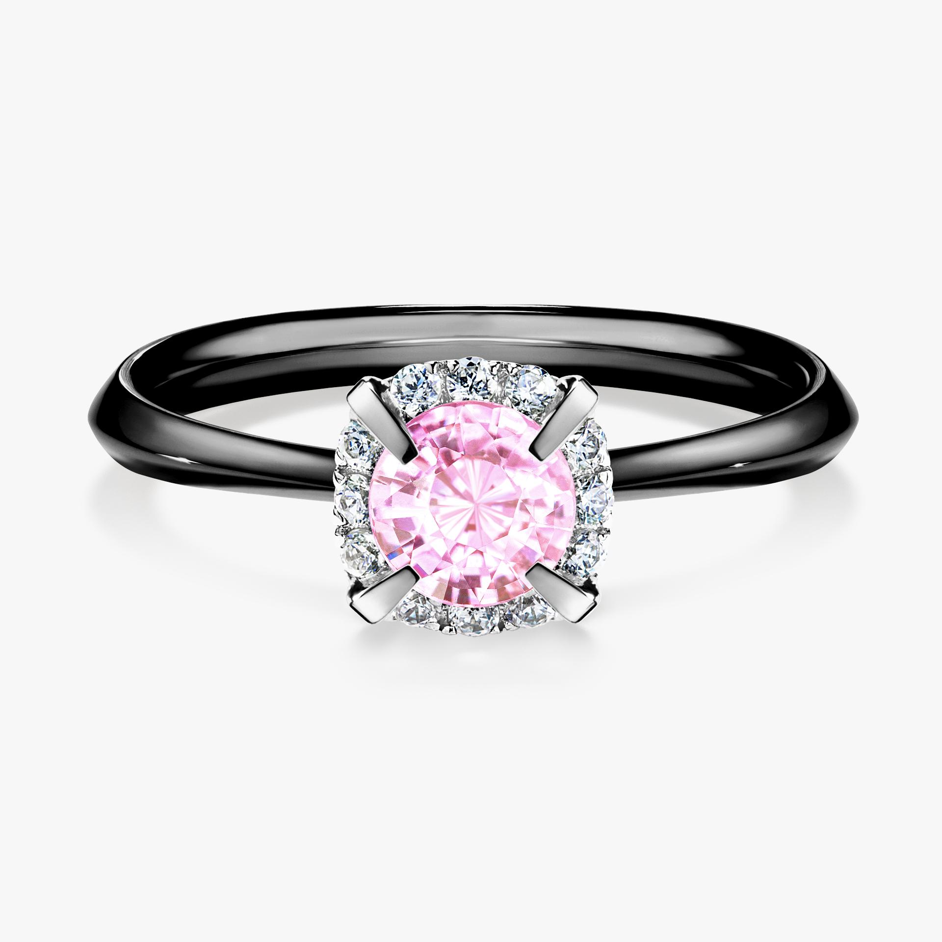 Pierscionek zareczynowy z szafirem rozowym 062 CT z czarnego zlota my beauty 01