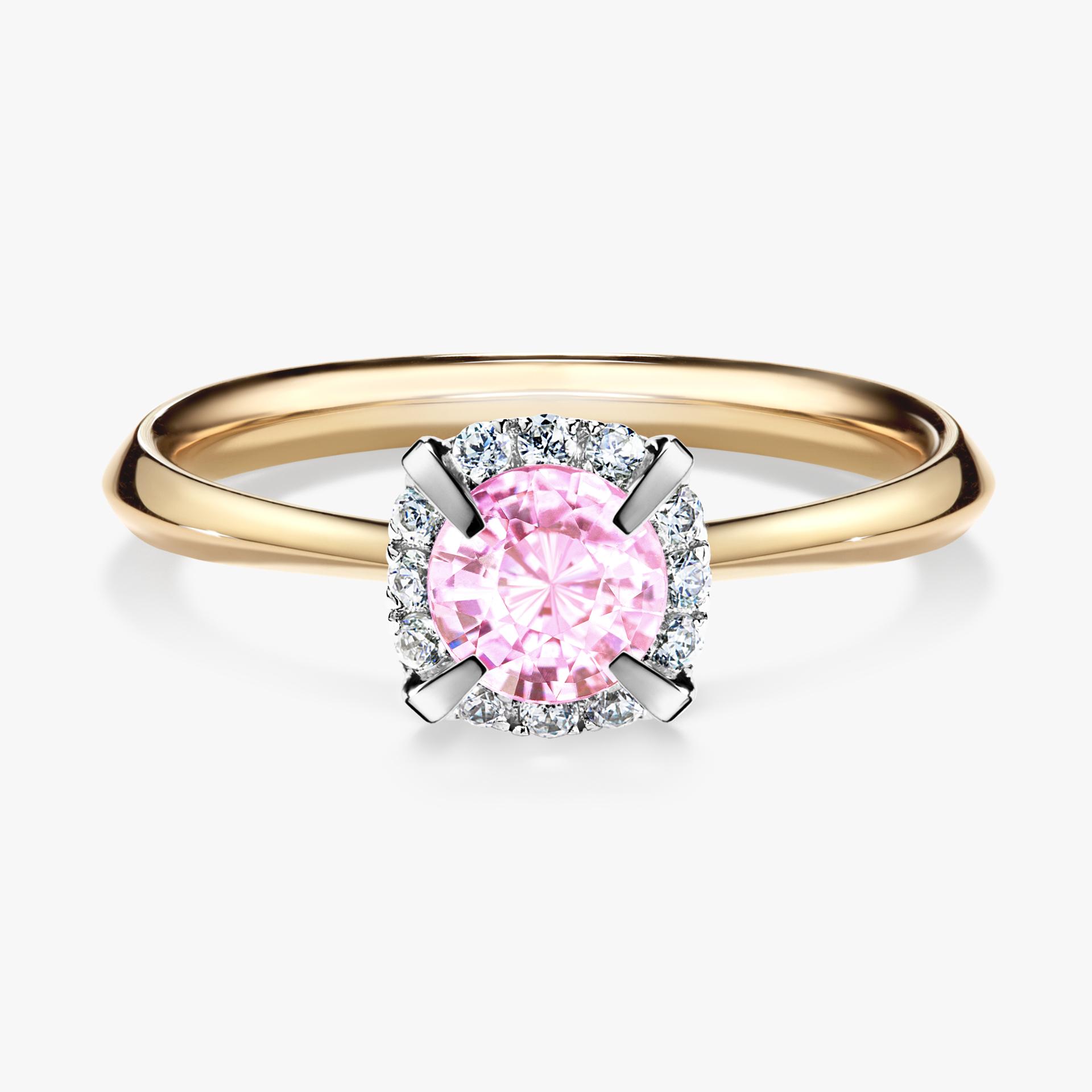 Pierscionek zareczynowy z szafirem rozowym 062 CT z zoltego zlota my beauty 01