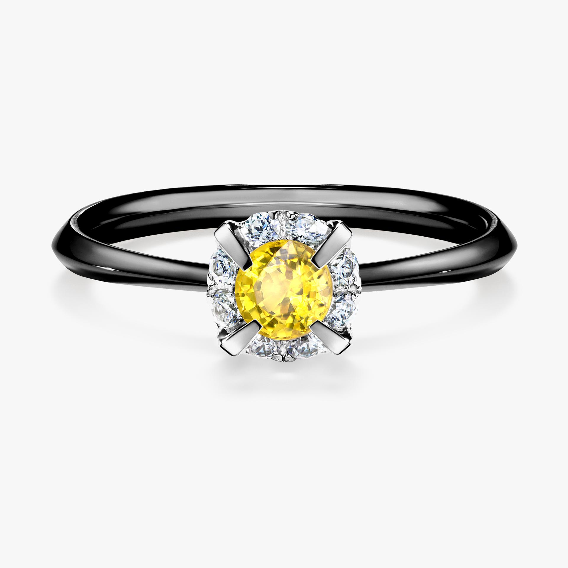 Pierscionek zareczynowy z szafirem zoltym 033 CT z czarnego zlota my beauty 01