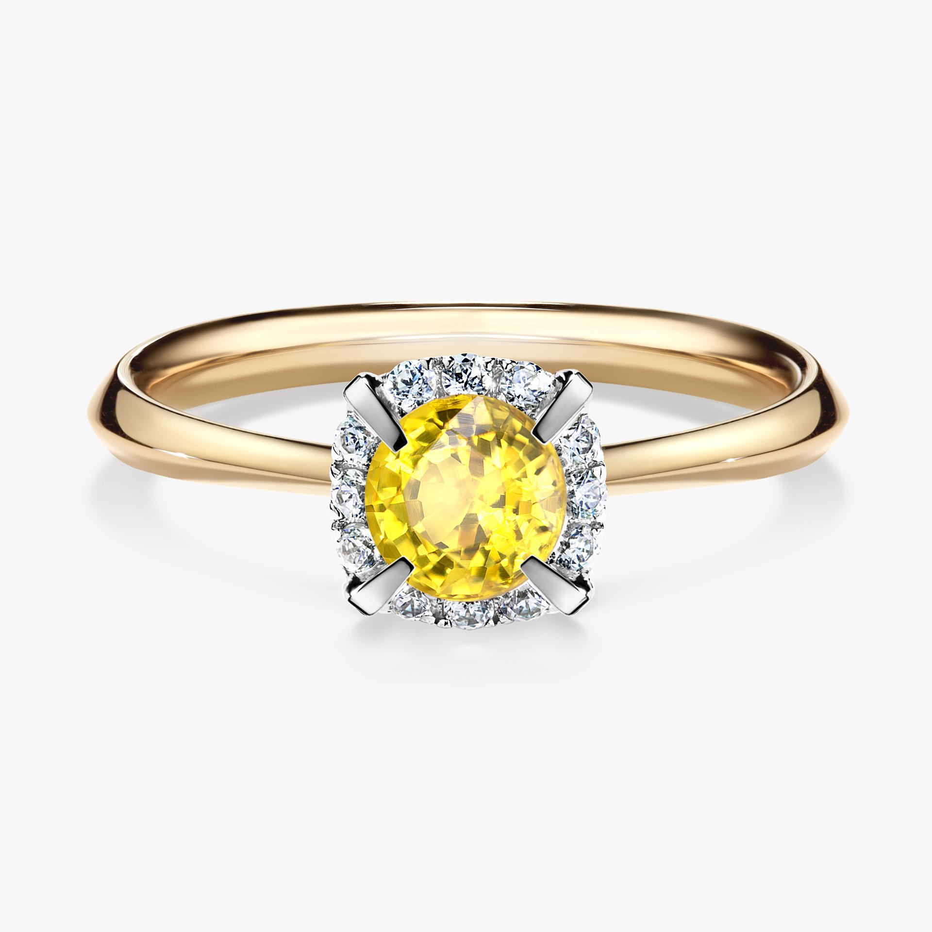 Pierscionek zareczynowy z szafirem zoltym 062 CT z zoltego zlota my beauty 01