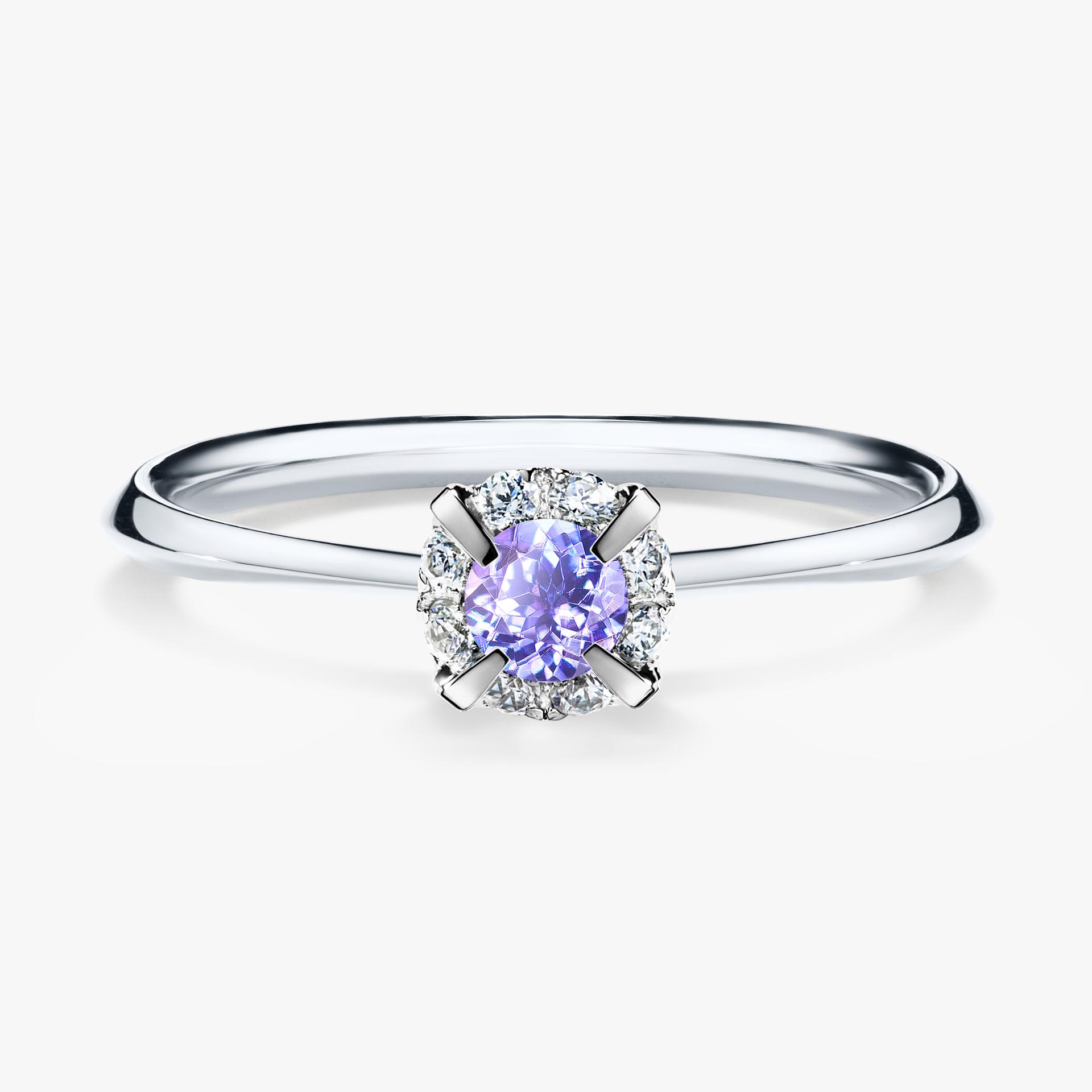 Pierścionek zaręczynowy My Beauty z białego złota z tanzanitem 0,14ct