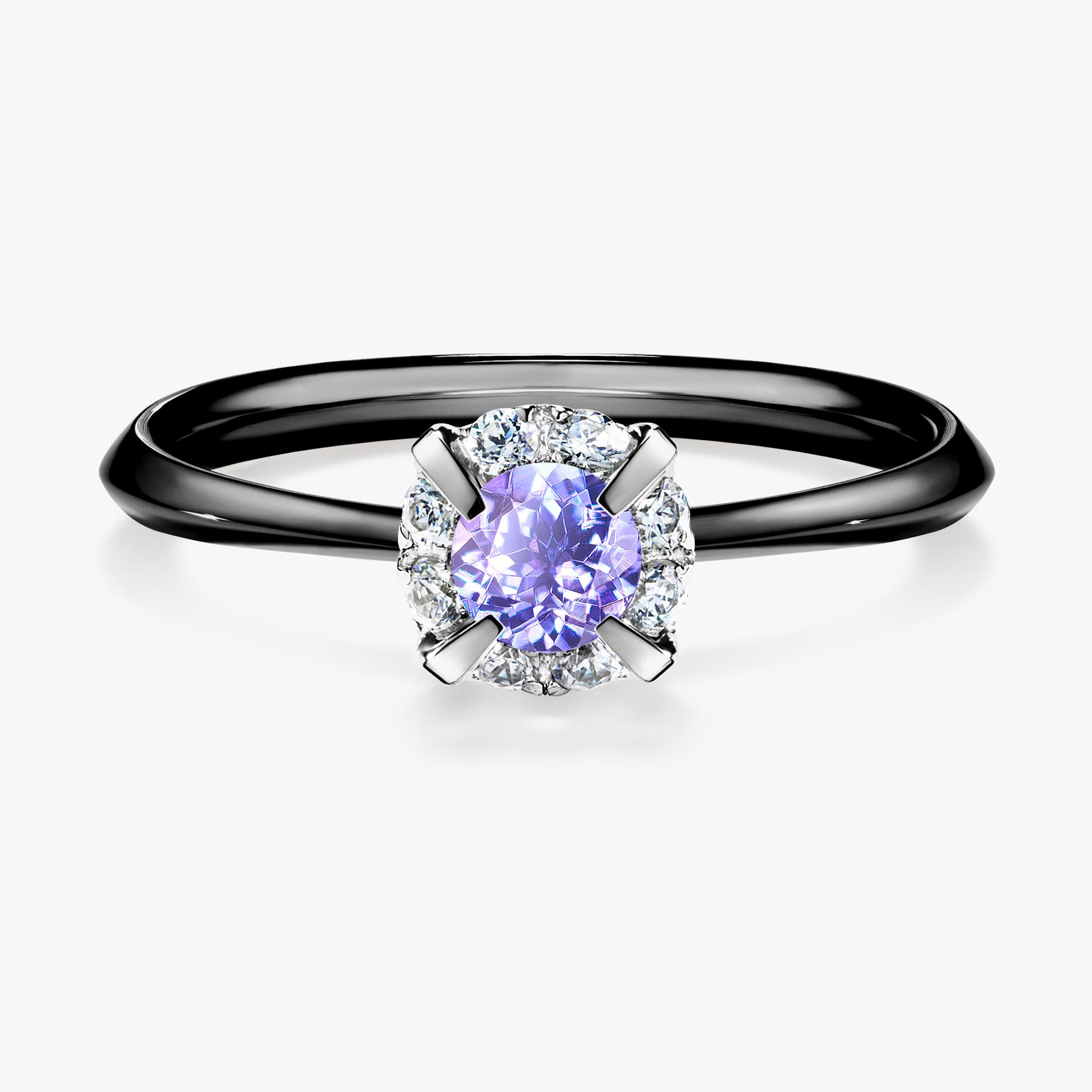 Pierscionek zareczynowy z tanzanitem 033 CT z czarnego zlota my beauty 01