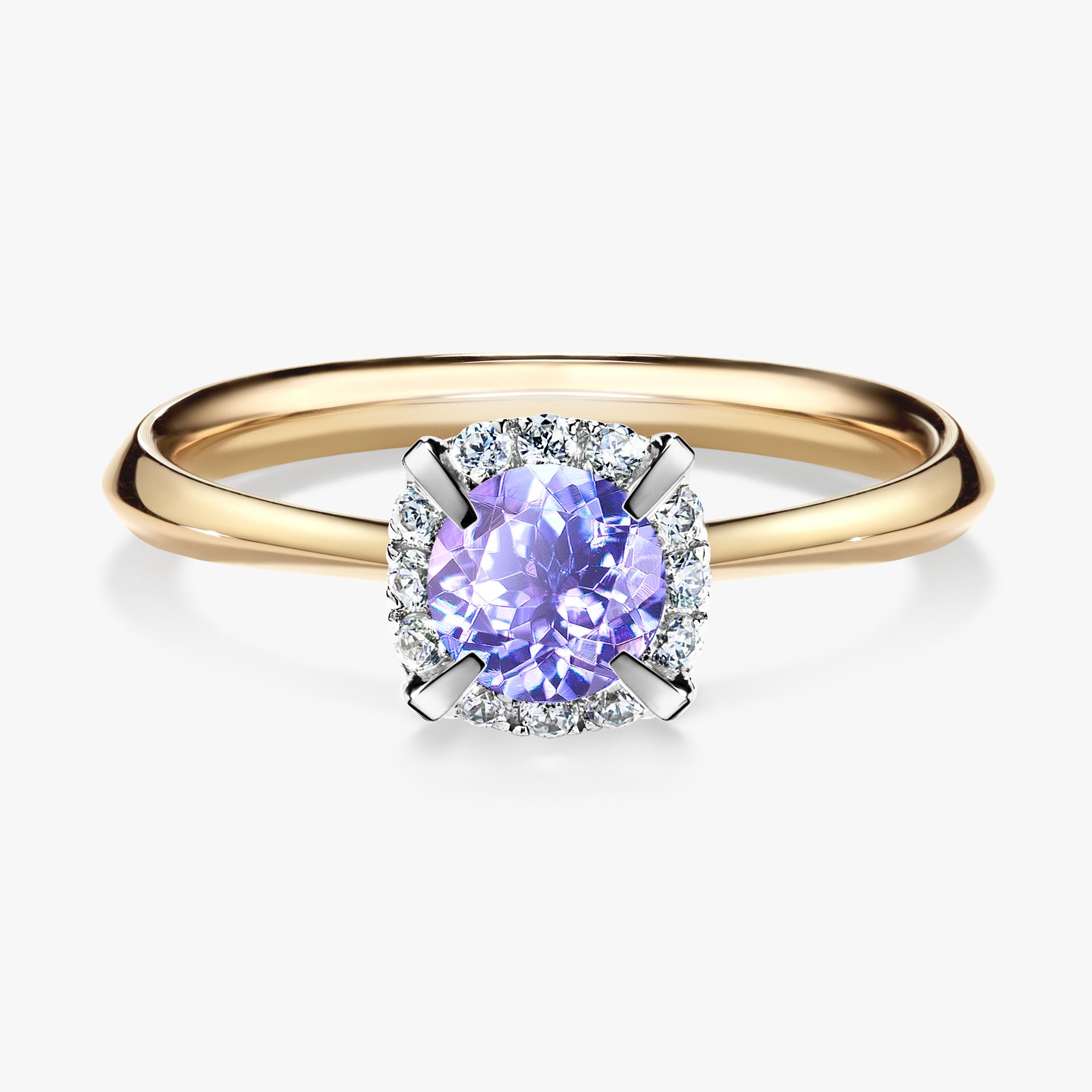 Pierscionek zareczynowy z tanzanitem 062 CT z zoltego zlota my beauty 01