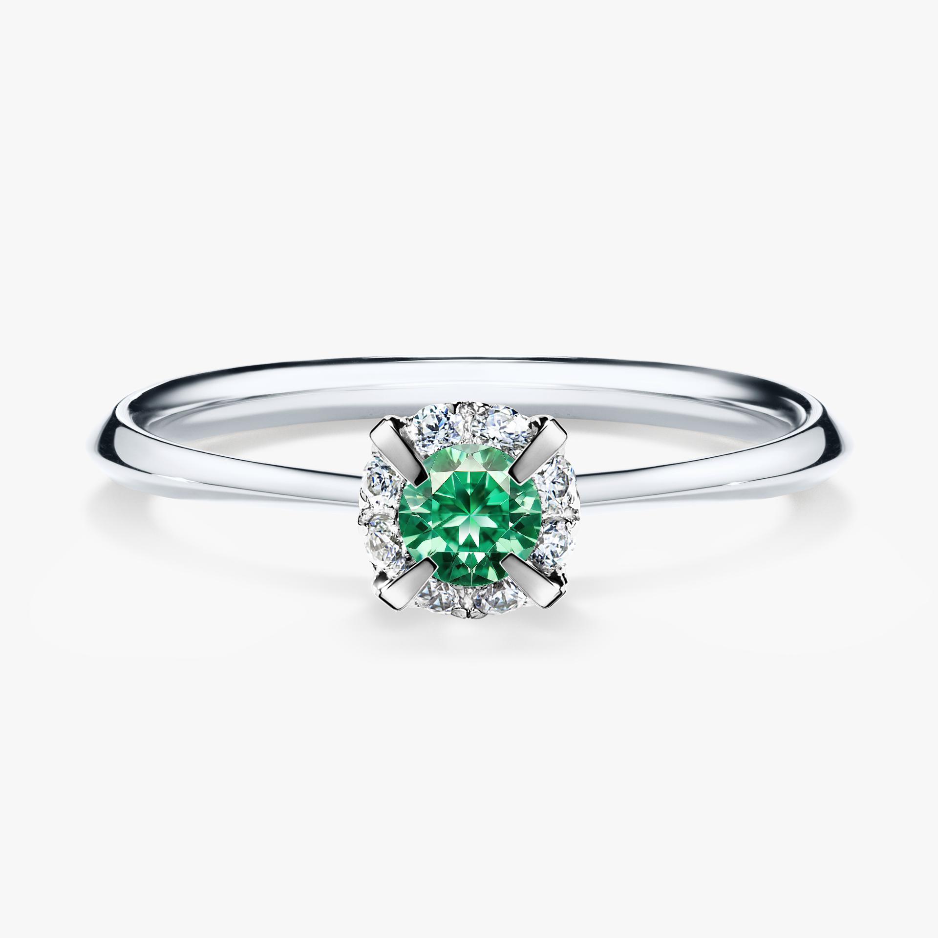 Pierścionek zaręczynowy My Beauty z białego złota ze szmaragdem 0,14ct