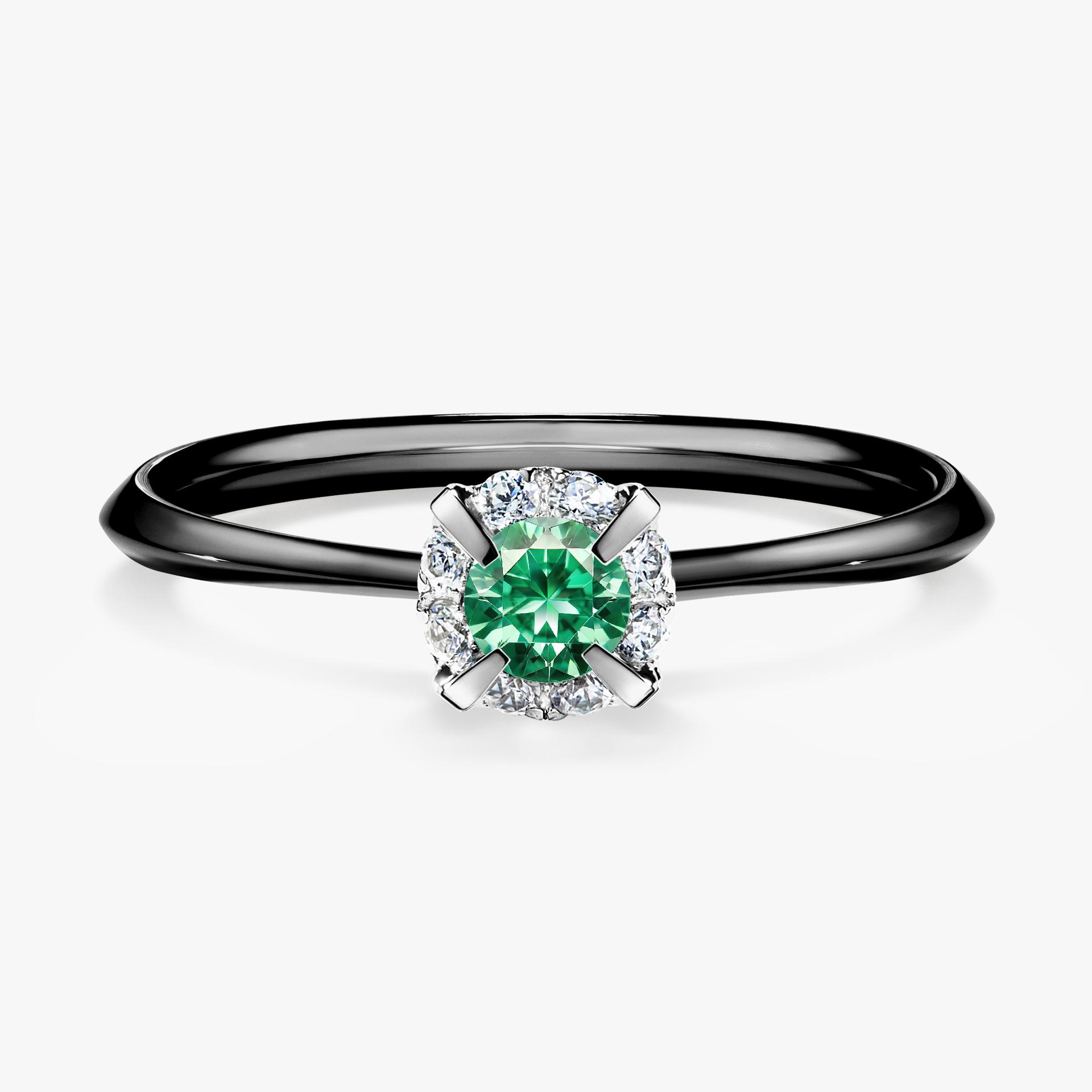 Pierścionek zaręczynowy My Beauty z czarnego złota ze szmaragdem 0,14ct