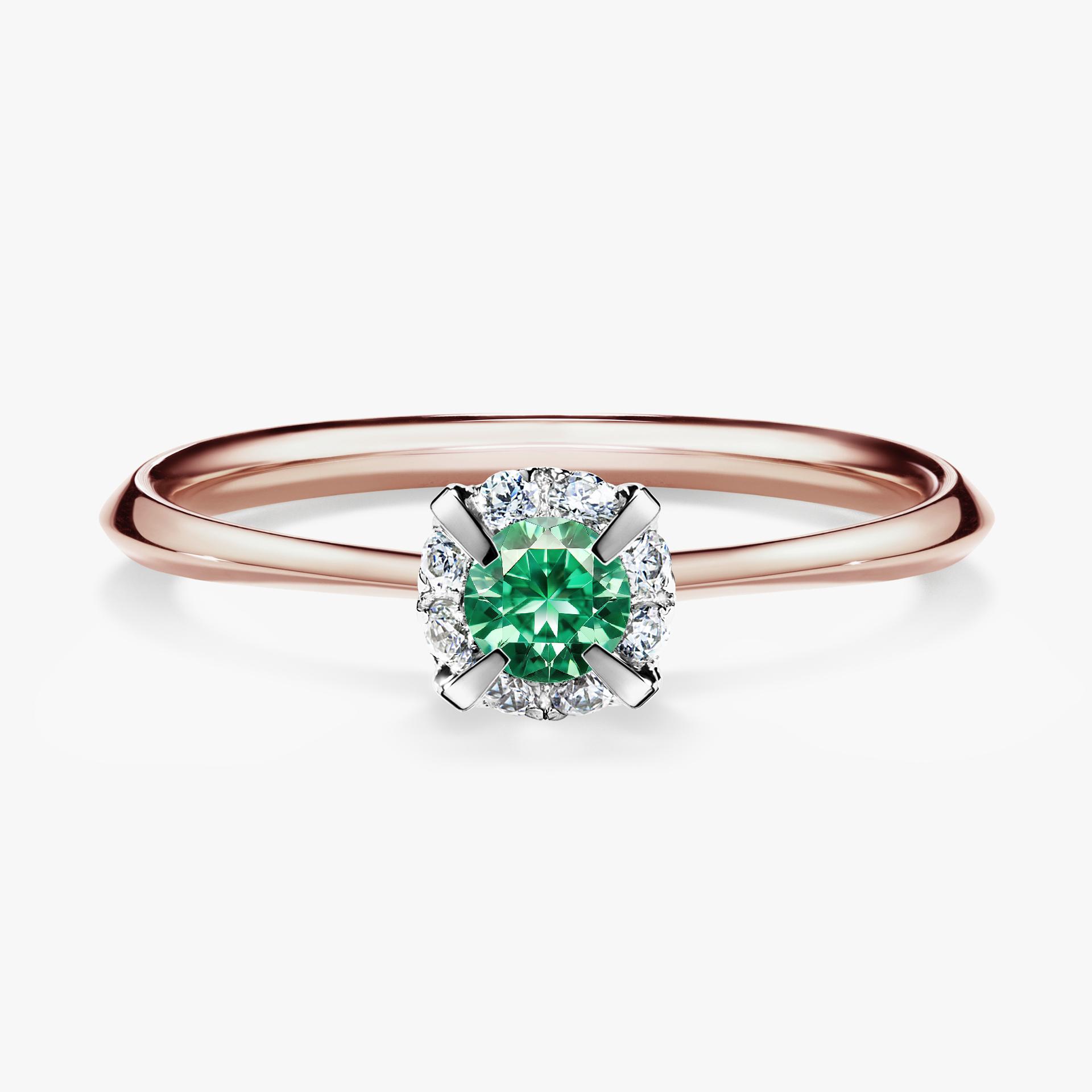 Pierścionek zaręczynowy My Beauty z różowego złota ze szmaragdem 0,14ct