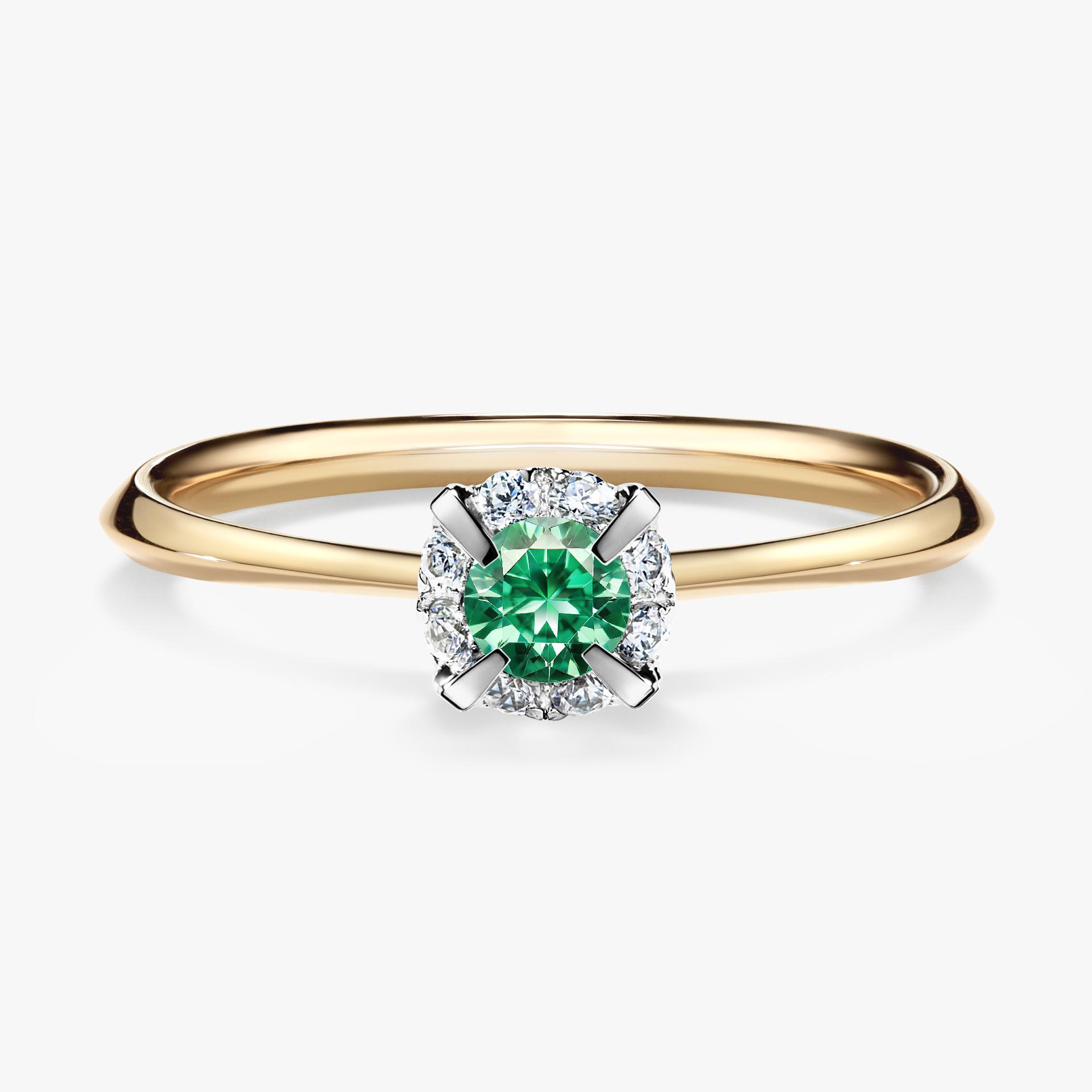 Pierścionek zaręczynowy My Beauty z żółtego złota ze szmaragdem 0,14ct