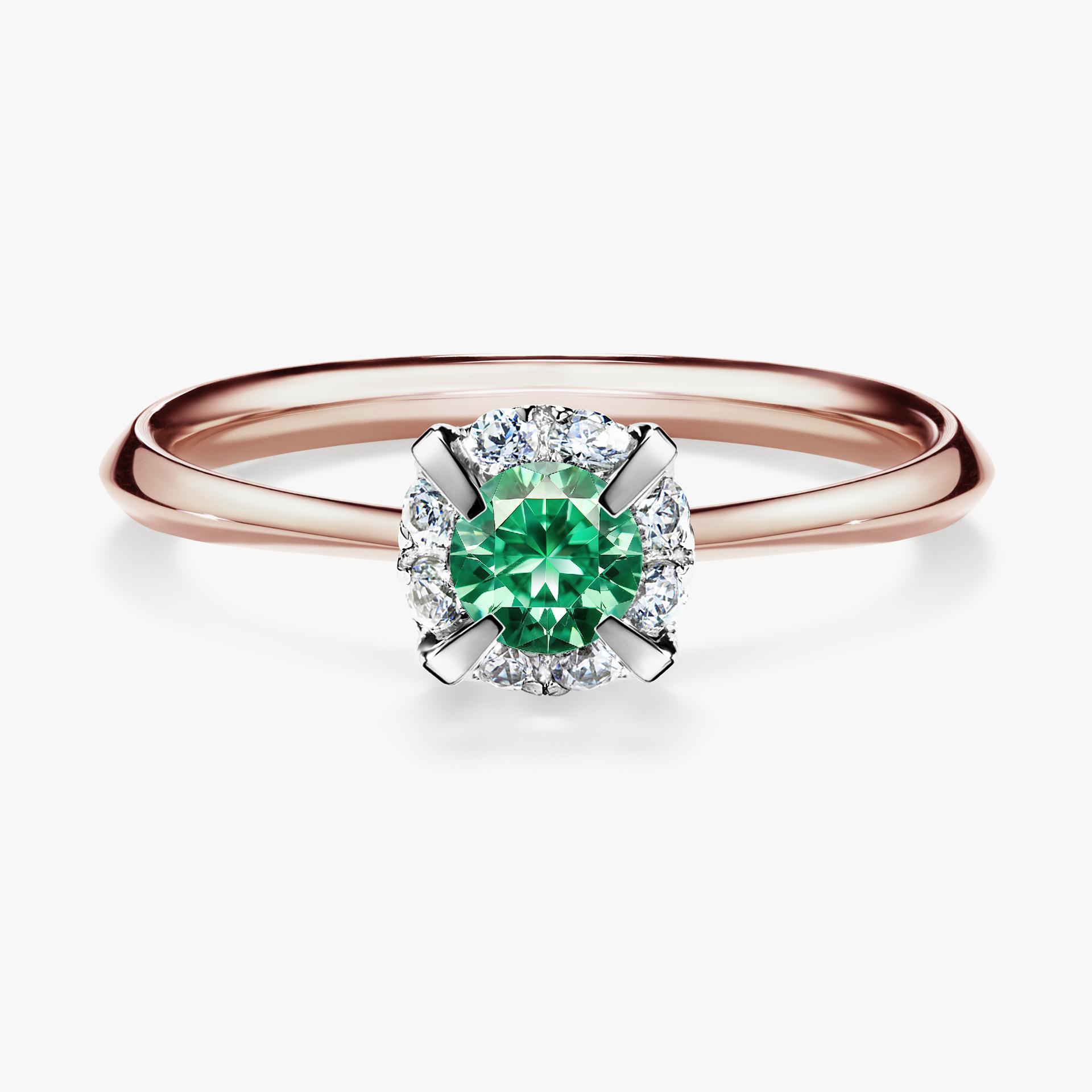 Pierścionek zaręczynowy My Beauty z różowego złota ze szmaragdem 0,33ct