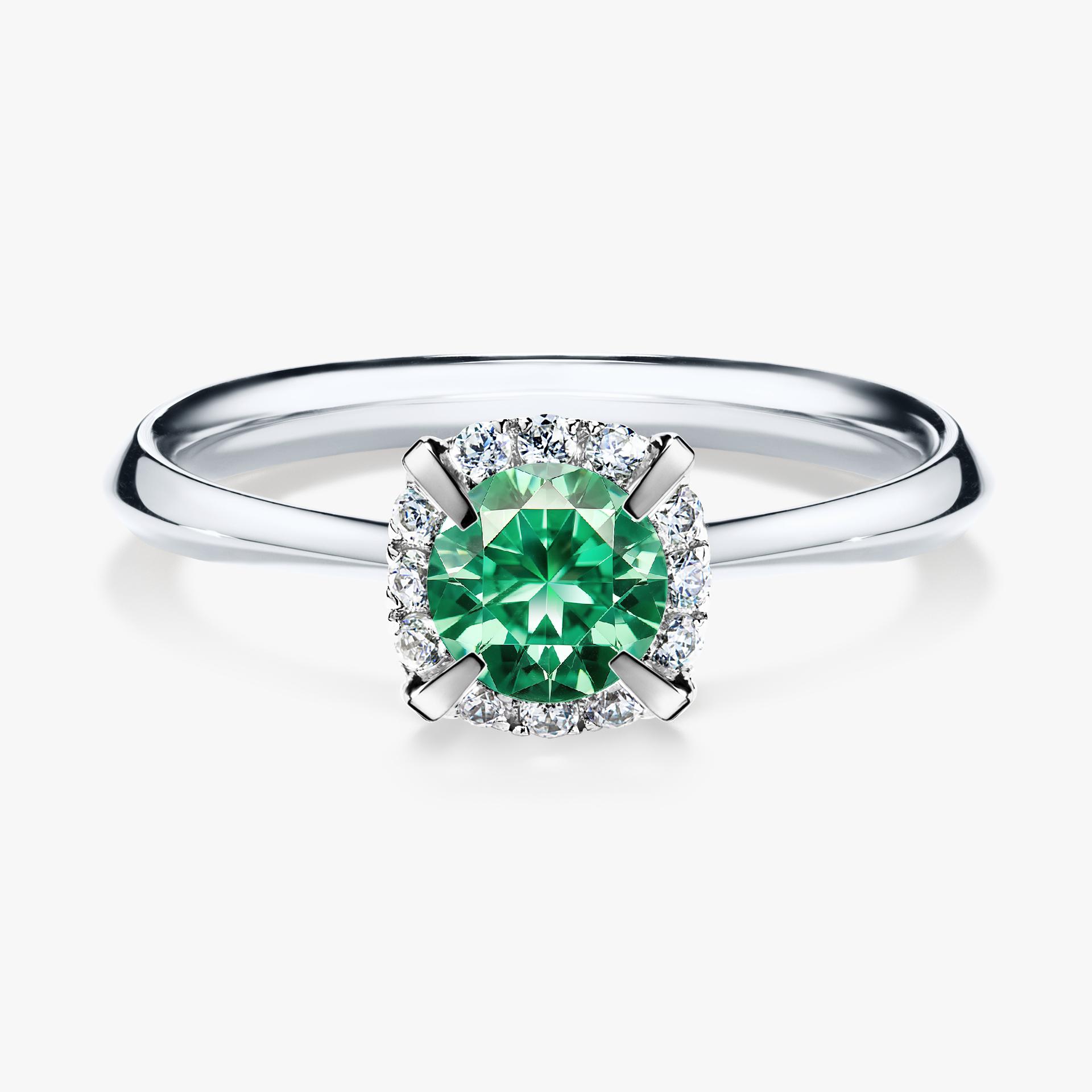Pierścionek zaręczynowy My Beauty z białego złota ze szmaragdem 0,62ct
