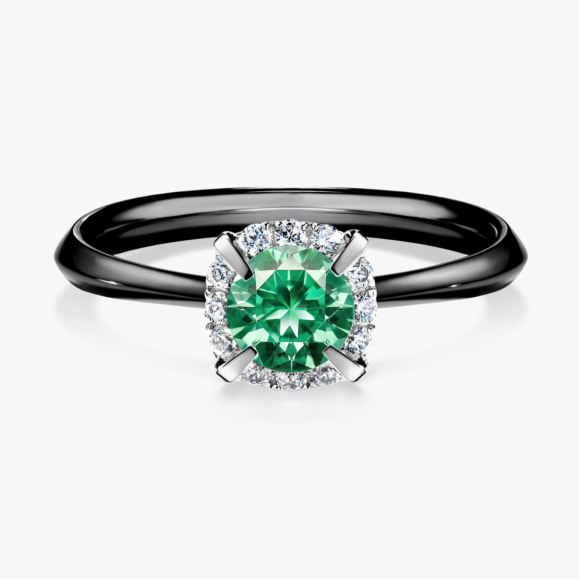 Pierścionek zaręczynowy My Beauty z czarnego złota ze szmaragdem 0,62ct