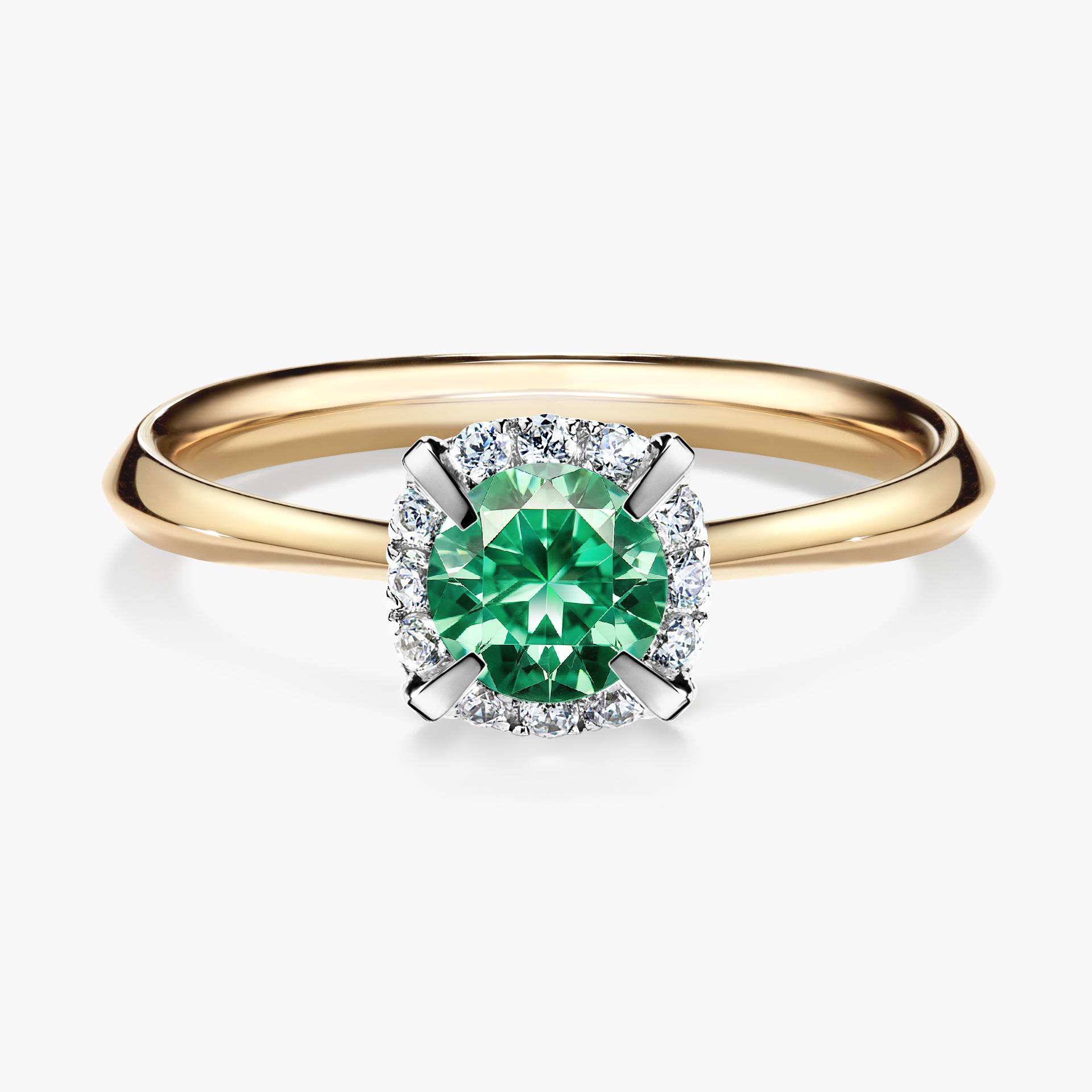 Pierścionek zaręczynowy My Beauty z żółtego złota ze szmaragdem 0,62ct