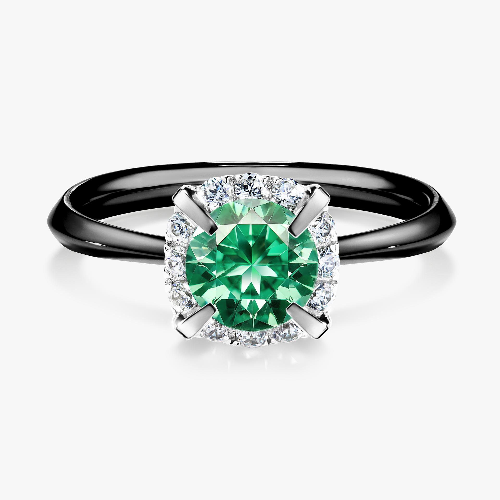 Pierścionek zaręczynowy My Beauty z czarnego złota ze szmaragdem 0,98ct