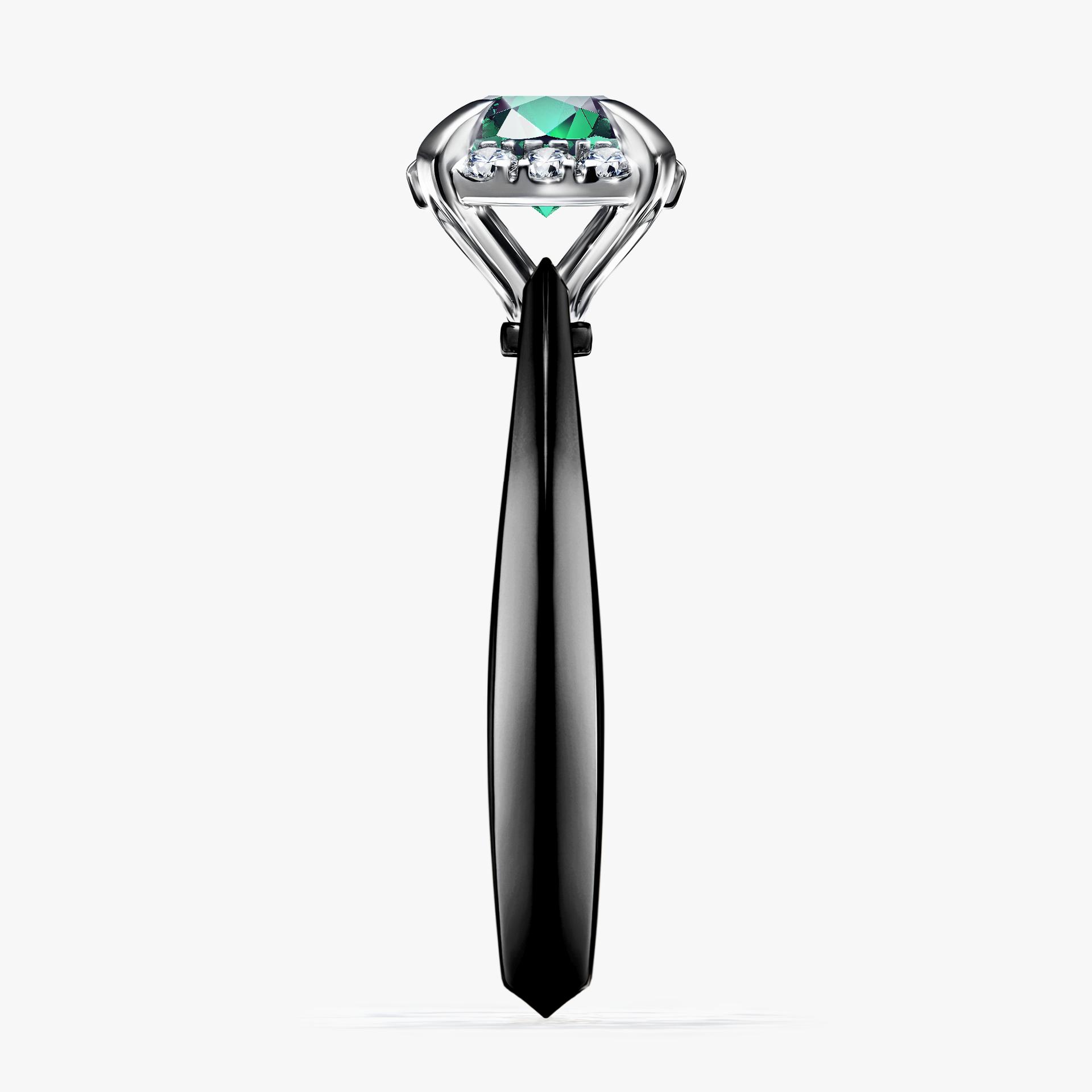 Pierścionek zaręczynowy My Beauty z czarnego złota ze szmaragdem 0,98ct
