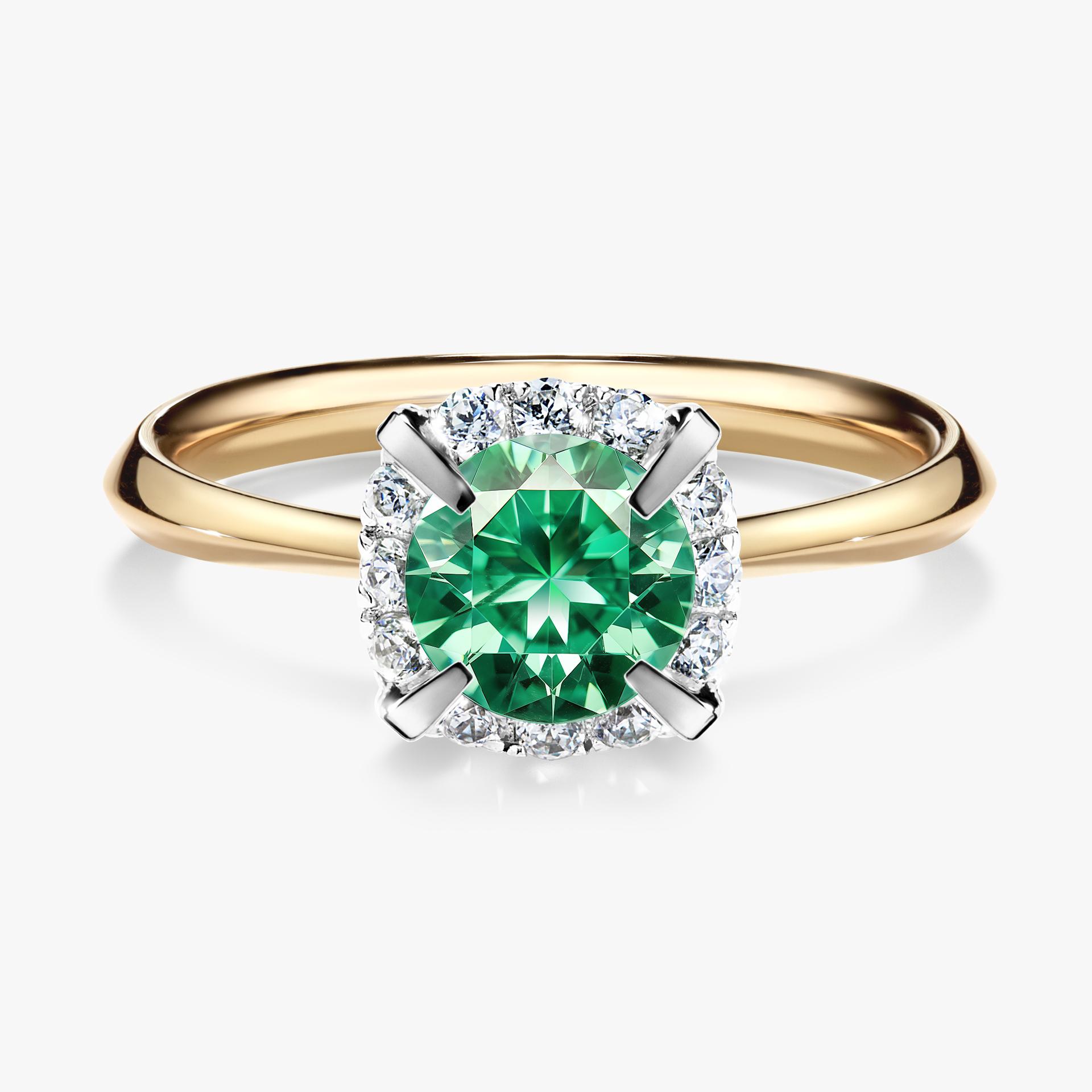 Pierścionek zaręczynowy My Beauty z żółtego złota ze szmaragdem 0,98ct