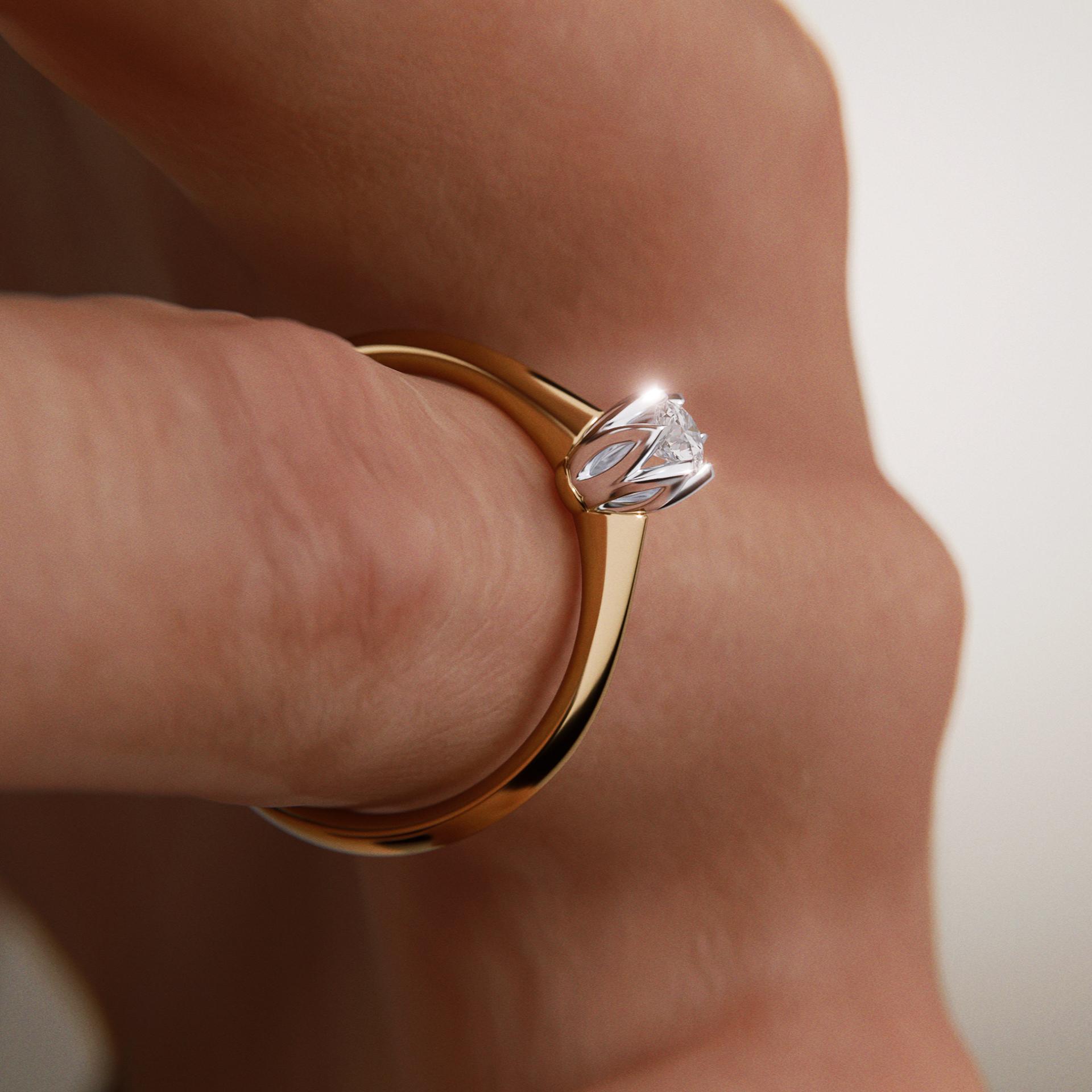 Pierścionek zaręczynowy My Daisy z żółtego złota z diamentem naturalnym 0,17ct