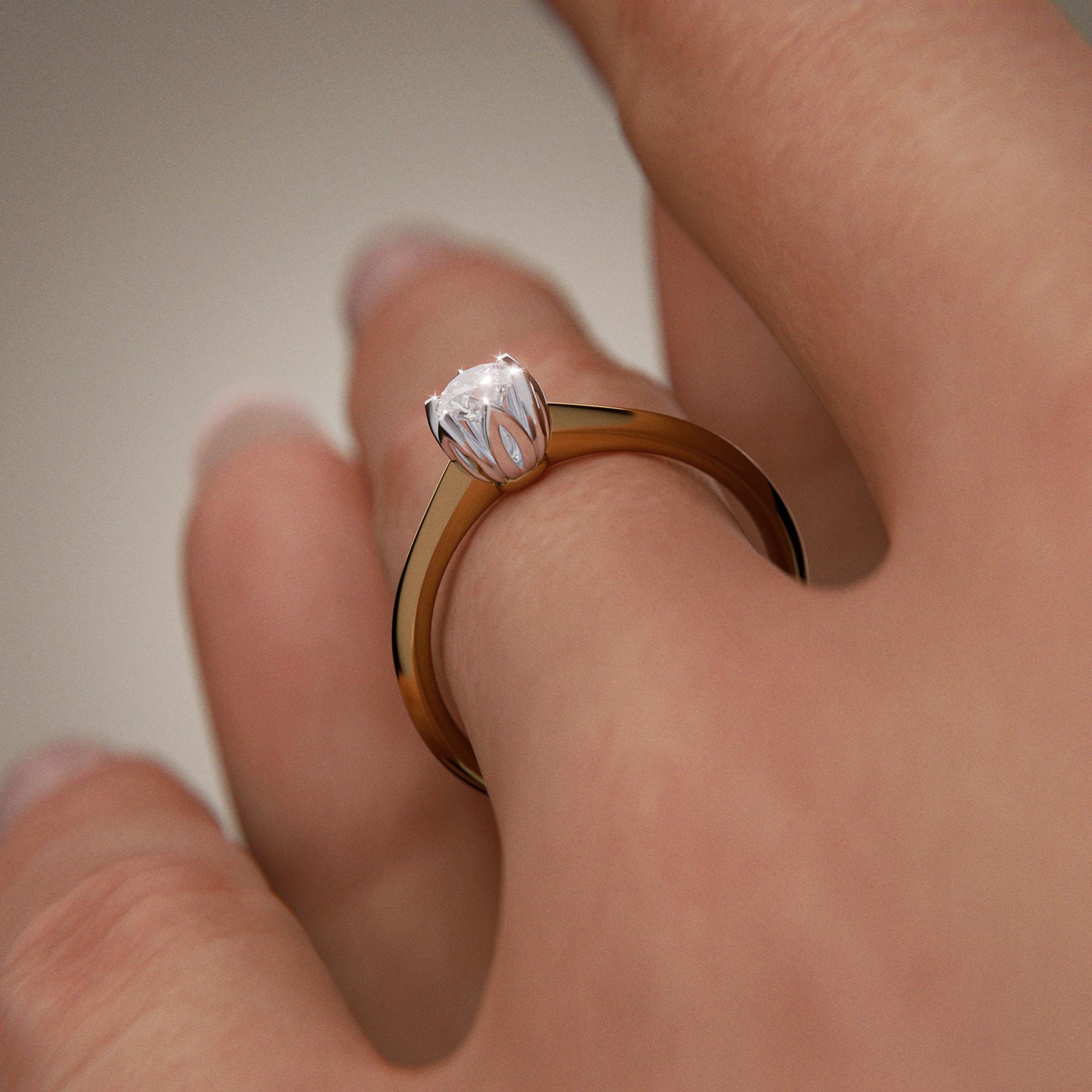 Pierścionek zaręczynowy My Daisy z żółtego złota z diamentem naturalnym 0,25ct