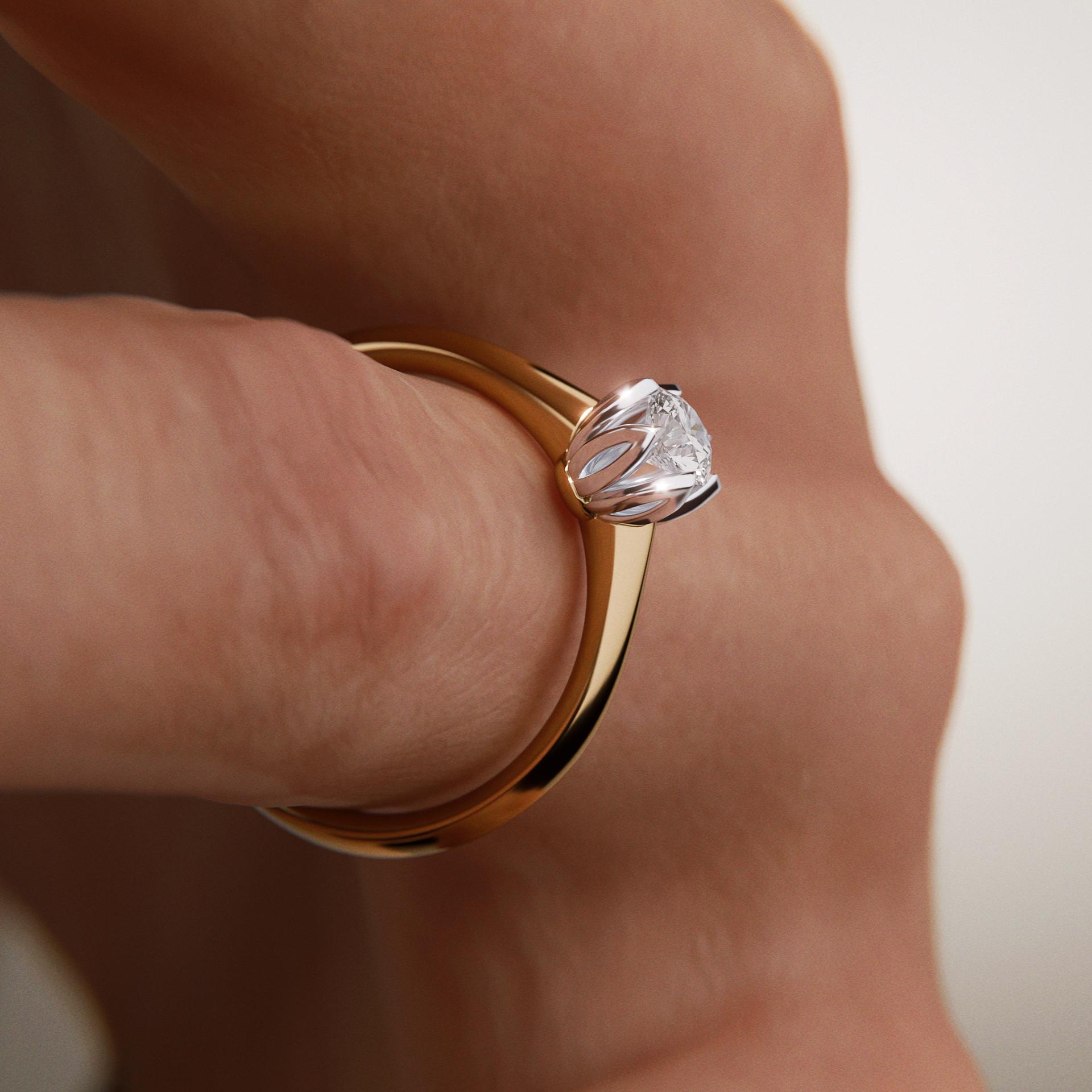 Pierścionek zaręczynowy My Daisy z żółtego złota z diamentem laboratoryjnym 0,25ct