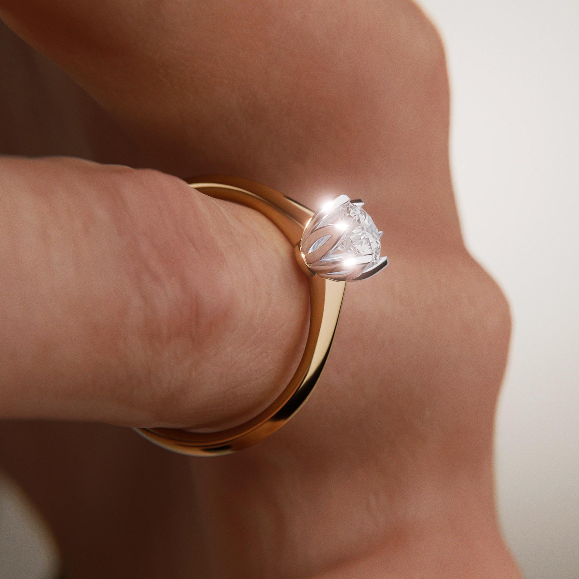 Pierścionek zaręczynowy My Daisy z żółtego złota z diamentem naturalnym 0,50ct