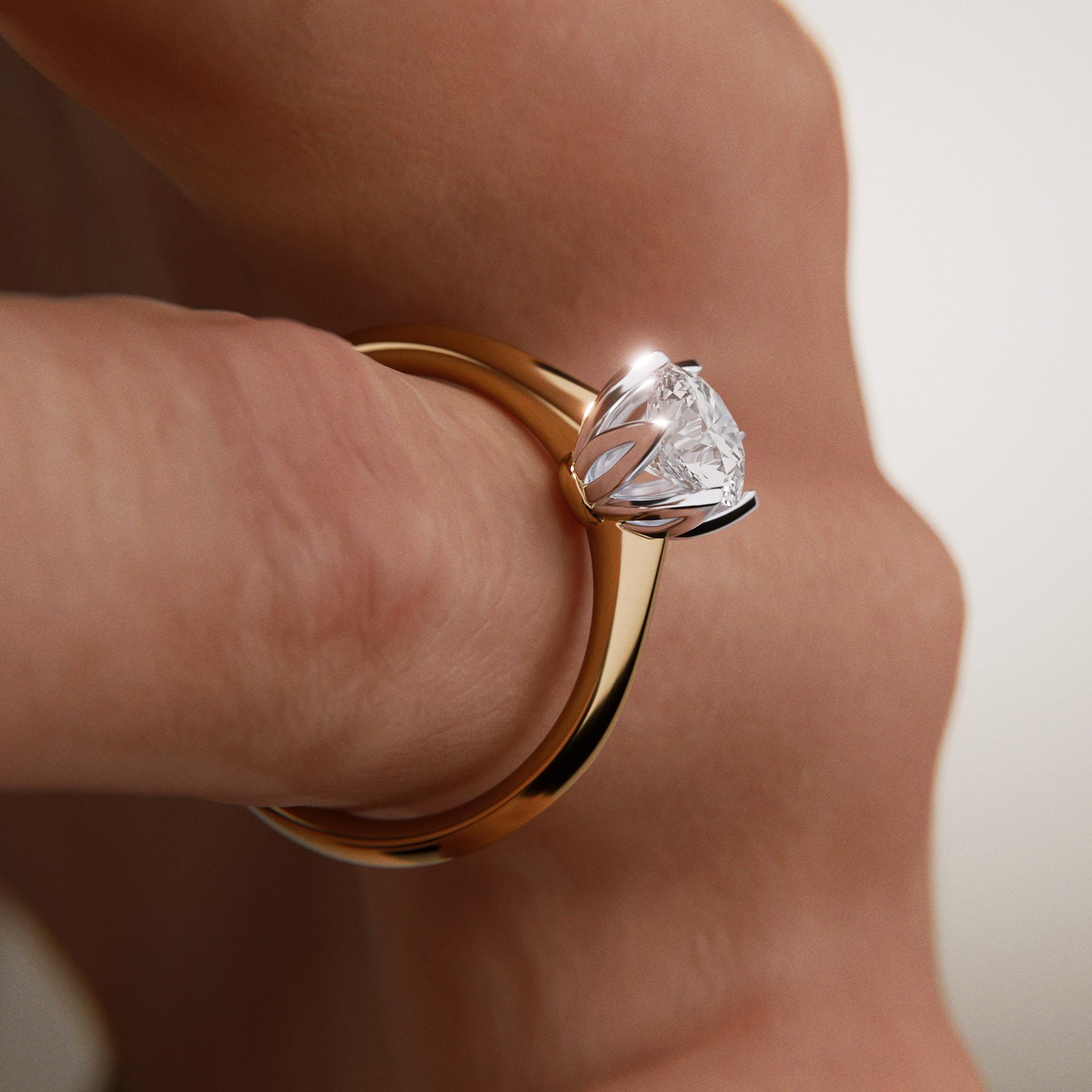 Pierścionek zaręczynowy My Daisy z żółtego złota z diamentem naturalnym 0,80ct