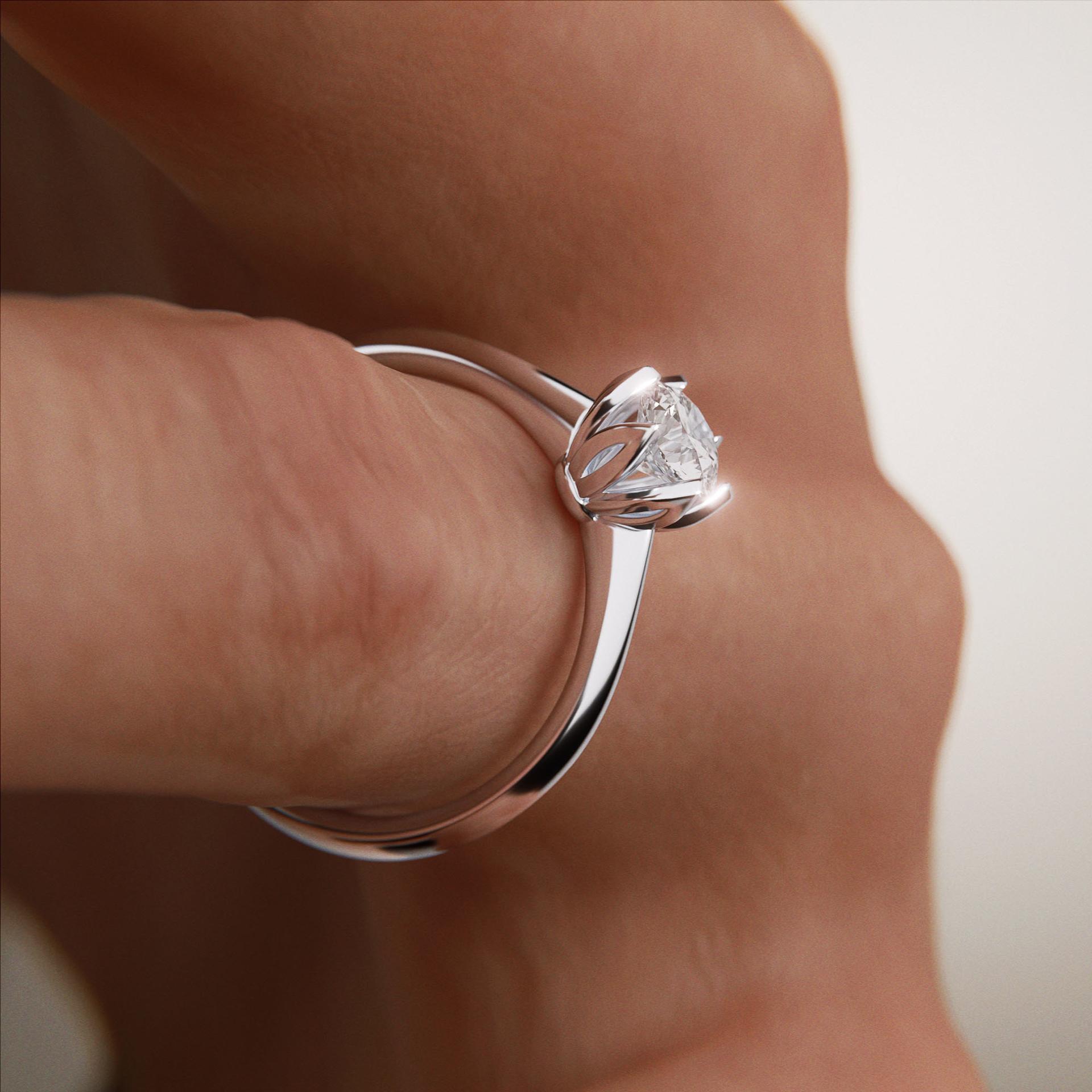 Pierścionek zaręczynowy My Daisy z białego złota z diamentem laboratoryjnym 0,50ct