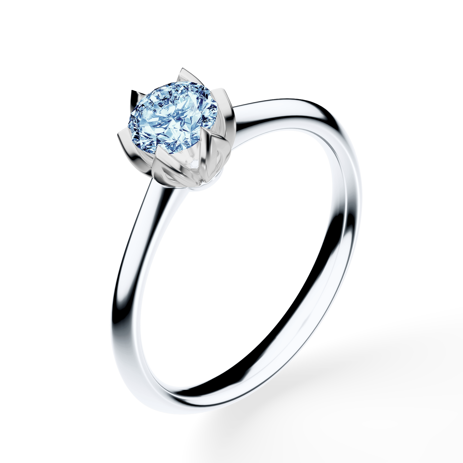 Pierścionek zaręczynowy My Daisy z białego złota z niebieskim diamentem laboratoryjnym 0,50ct