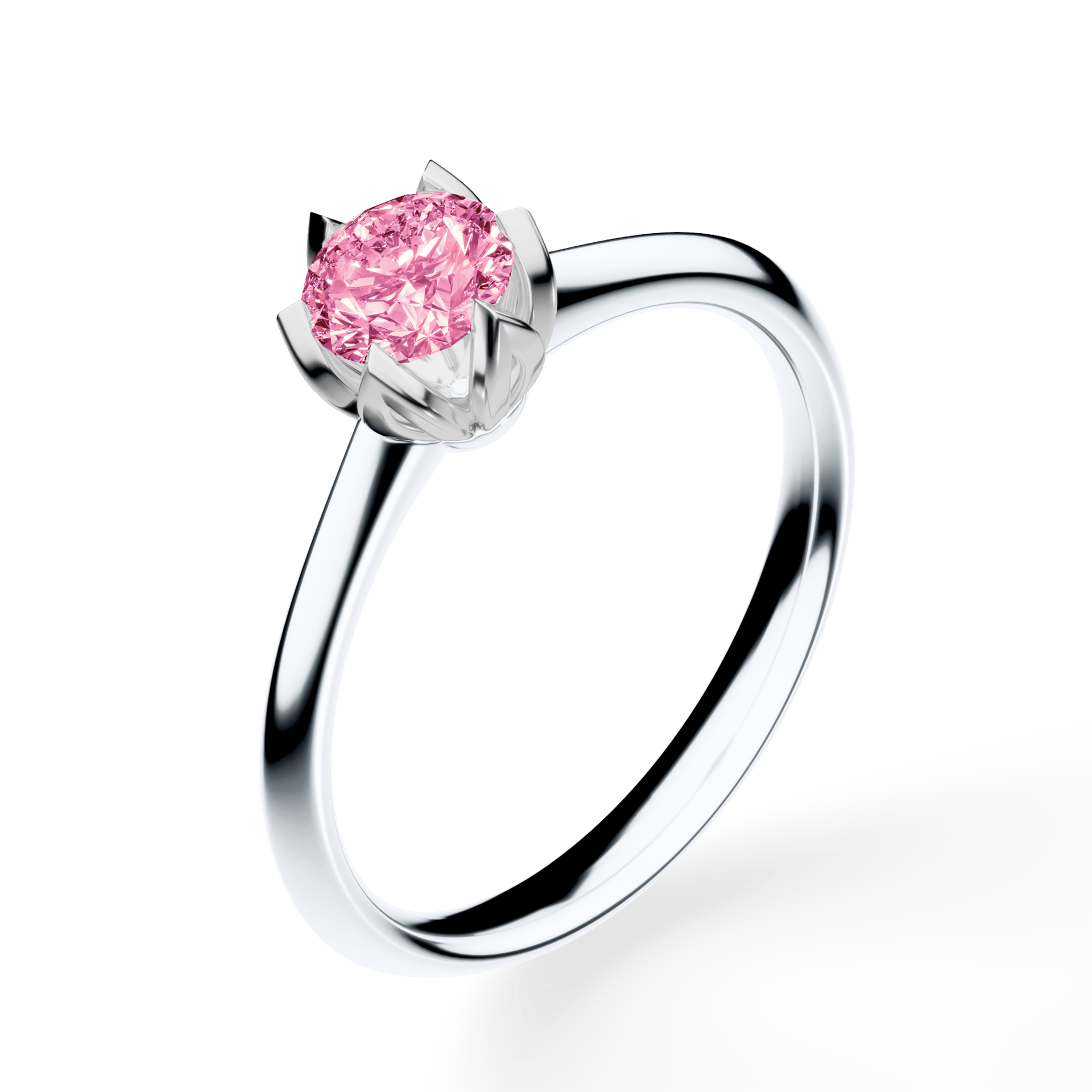 Pierścionek zaręczynowy My Daisy z białego złota z różowym diamentem laboratoryjnym 0,50ct