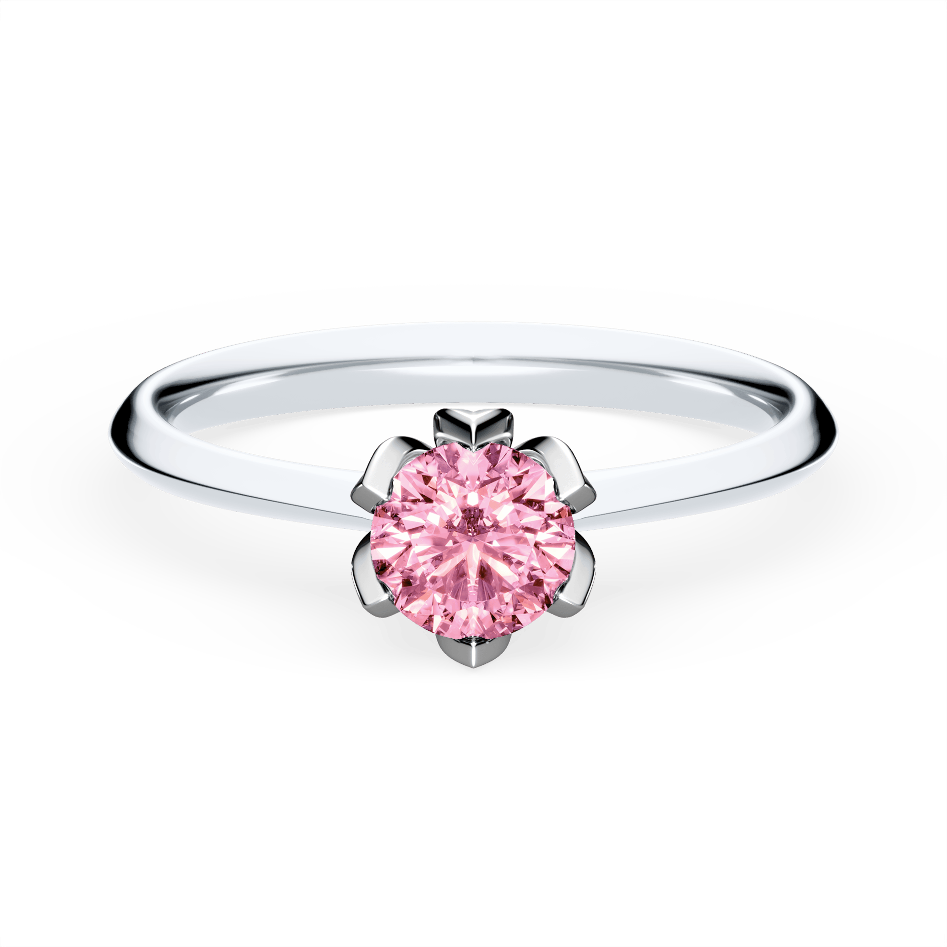 Pierścionek zaręczynowy My Daisy z białego złota z różowym diamentem laboratoryjnym 0,50ct