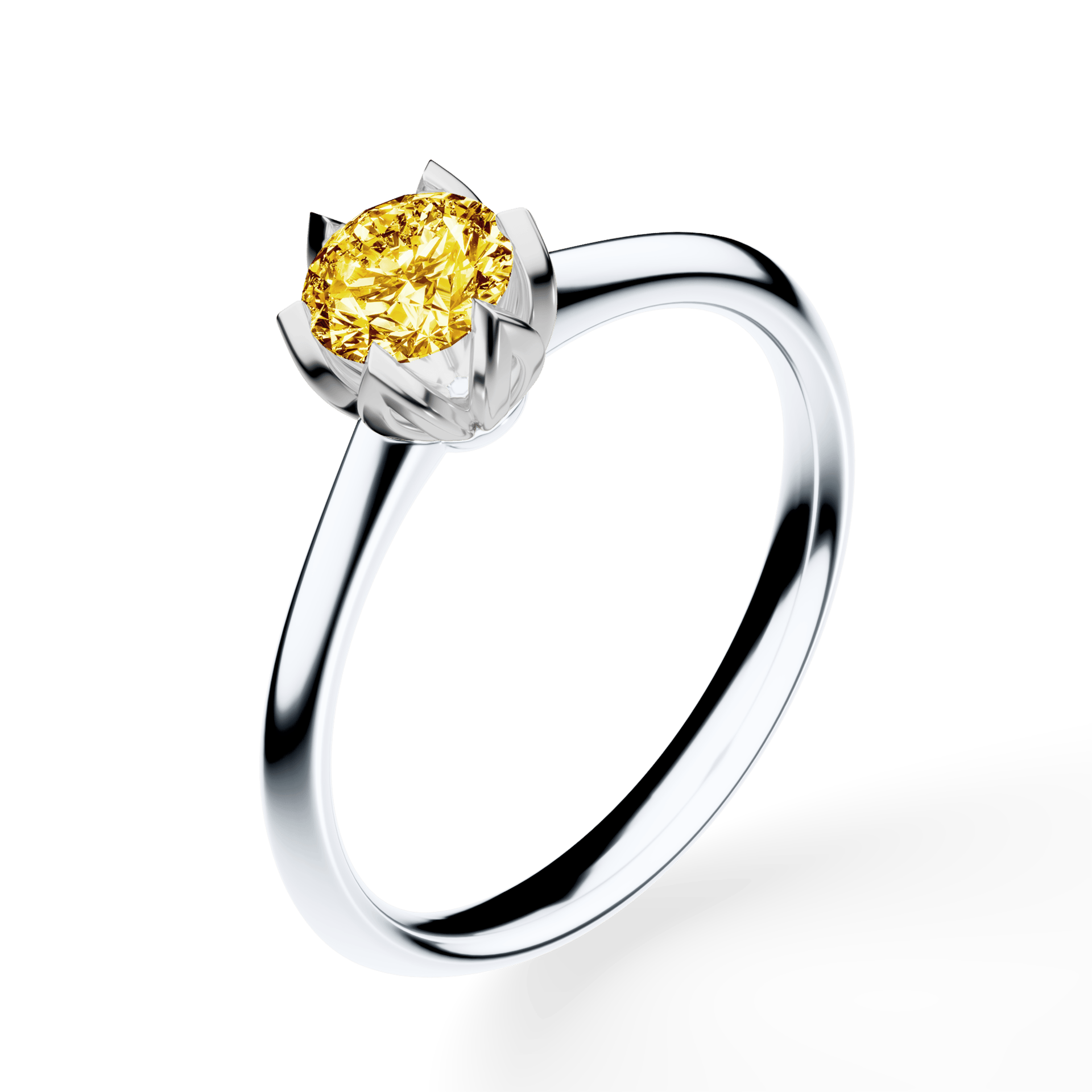 Pierścionek zaręczynowy My Daisy z białego złota z żółtym diamentem laboratoryjnym 0,50ct