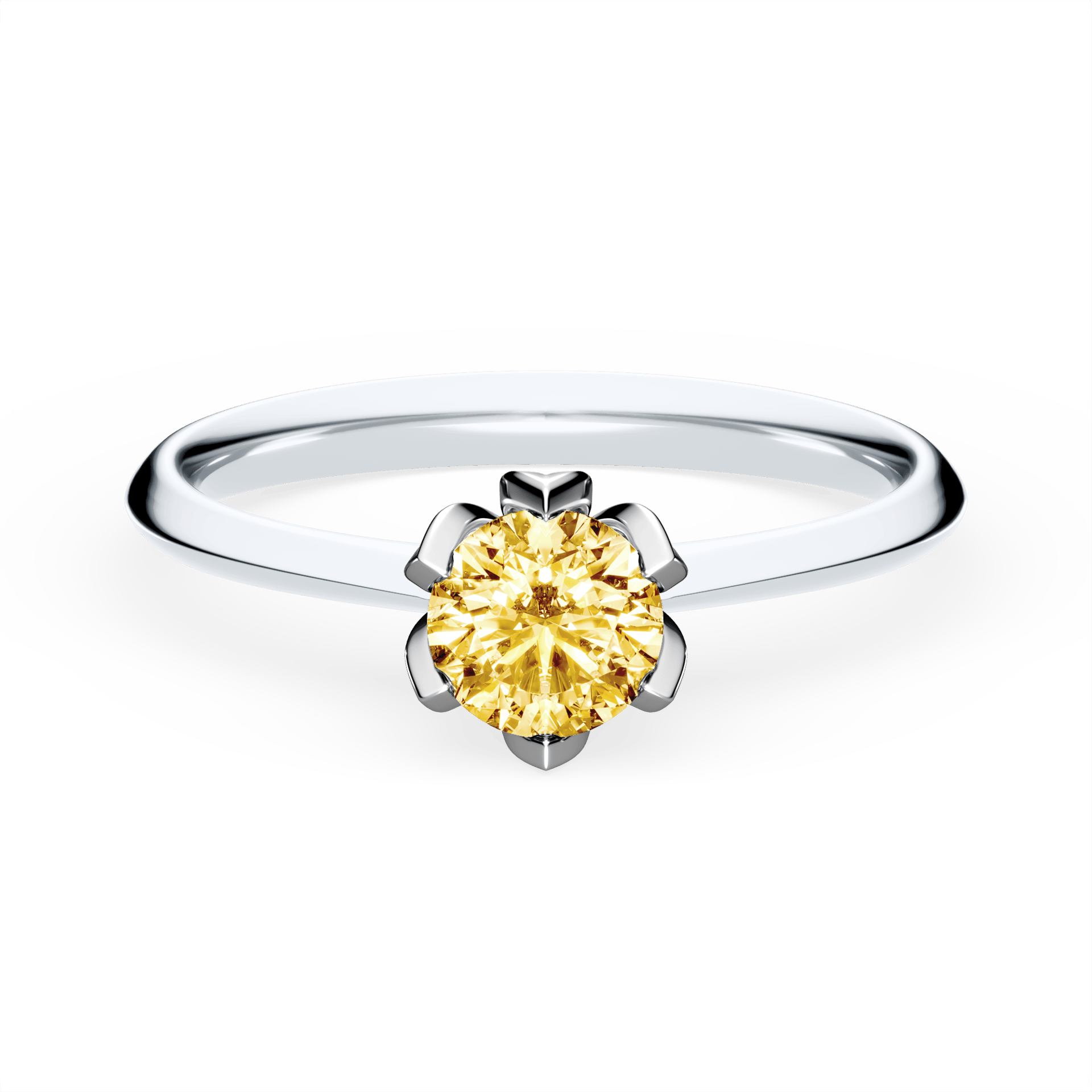 Pierścionek zaręczynowy My Daisy z białego złota z żółtym diamentem laboratoryjnym 0,50ct