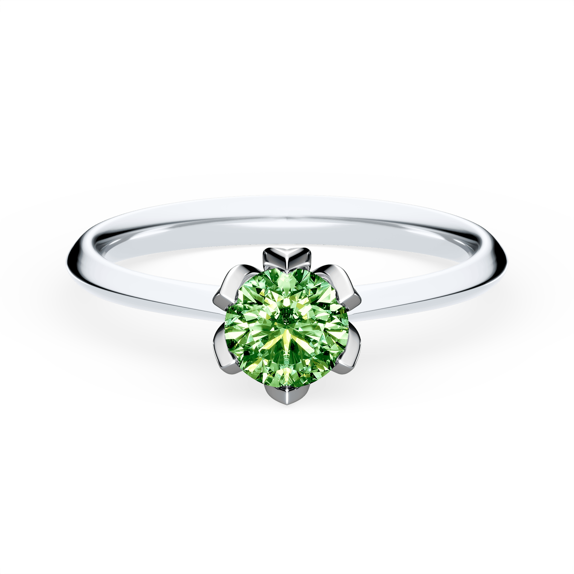 Pierścionek zaręczynowy My Daisy z białego złota z ciemnym zielonym diamentem laboratoryjnym 0,50ct