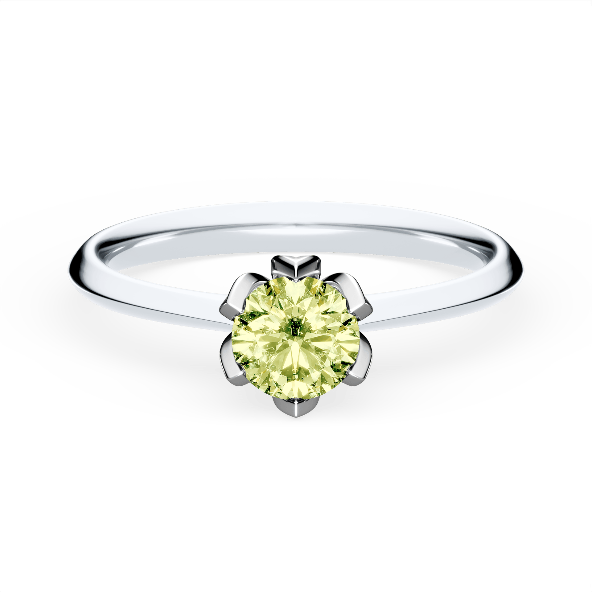 Pierścionek zaręczynowy My Daisy z białego złota z jasnym zielonym diamentem laboratoryjnym 0,50ct