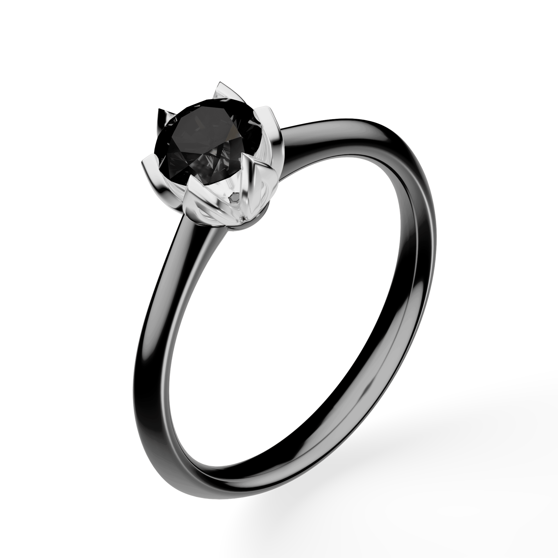 Pierścionek zaręczynowy My Daisy z czarnego złota z czarnym diamentem laboratoryjnym 0,50ct