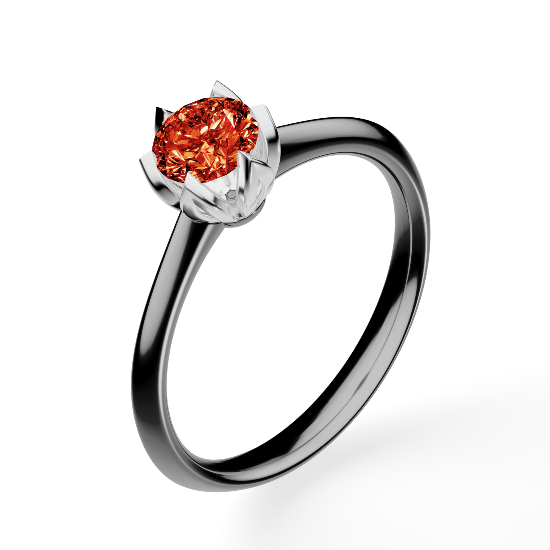 Pierścionek zaręczynowy My Daisy z czarnego złota z czerwonym diamentem laboratoryjnym 0,50ct