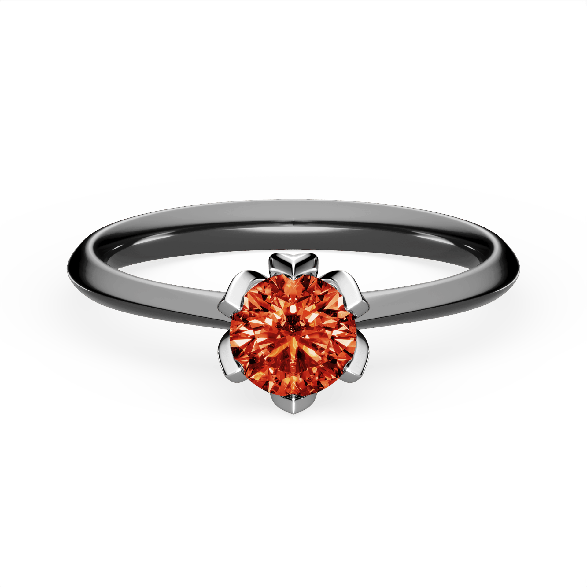 Pierścionek zaręczynowy My Daisy z czarnego złota z czerwonym diamentem laboratoryjnym 0,50ct