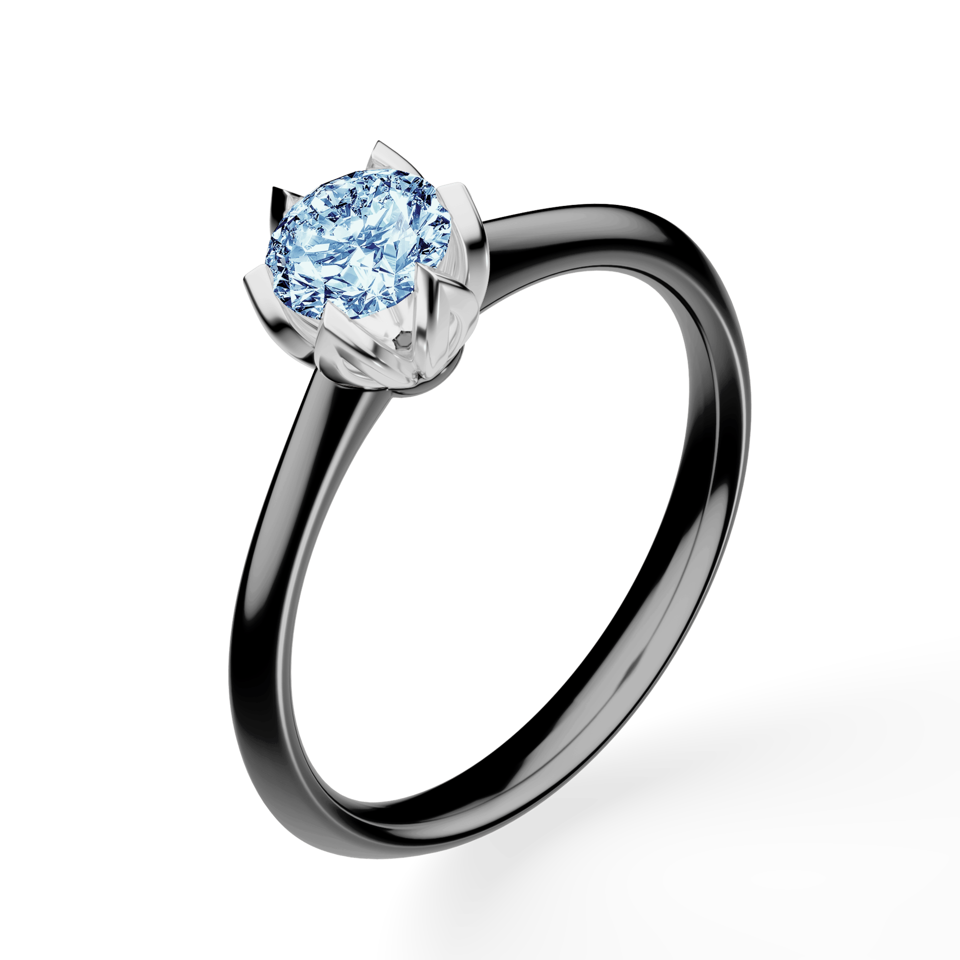 Pierścionek zaręczynowy My Daisy z czarnego złota z niebieskim diamentem laboratoryjnym 0,50ct