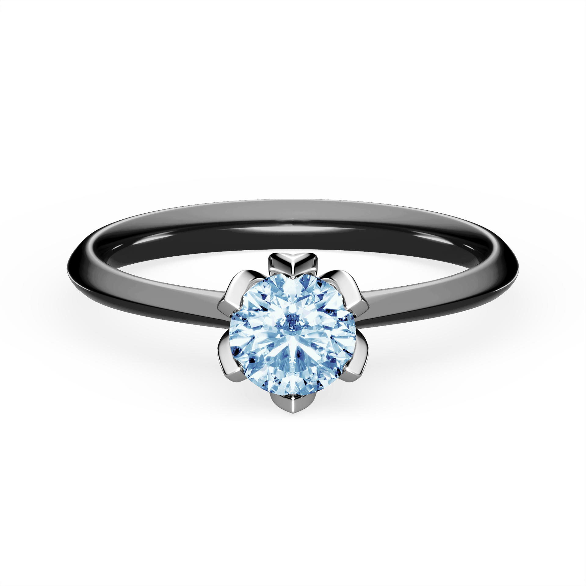 Pierścionek zaręczynowy My Daisy z czarnego złota z niebieskim diamentem laboratoryjnym 0,50ct