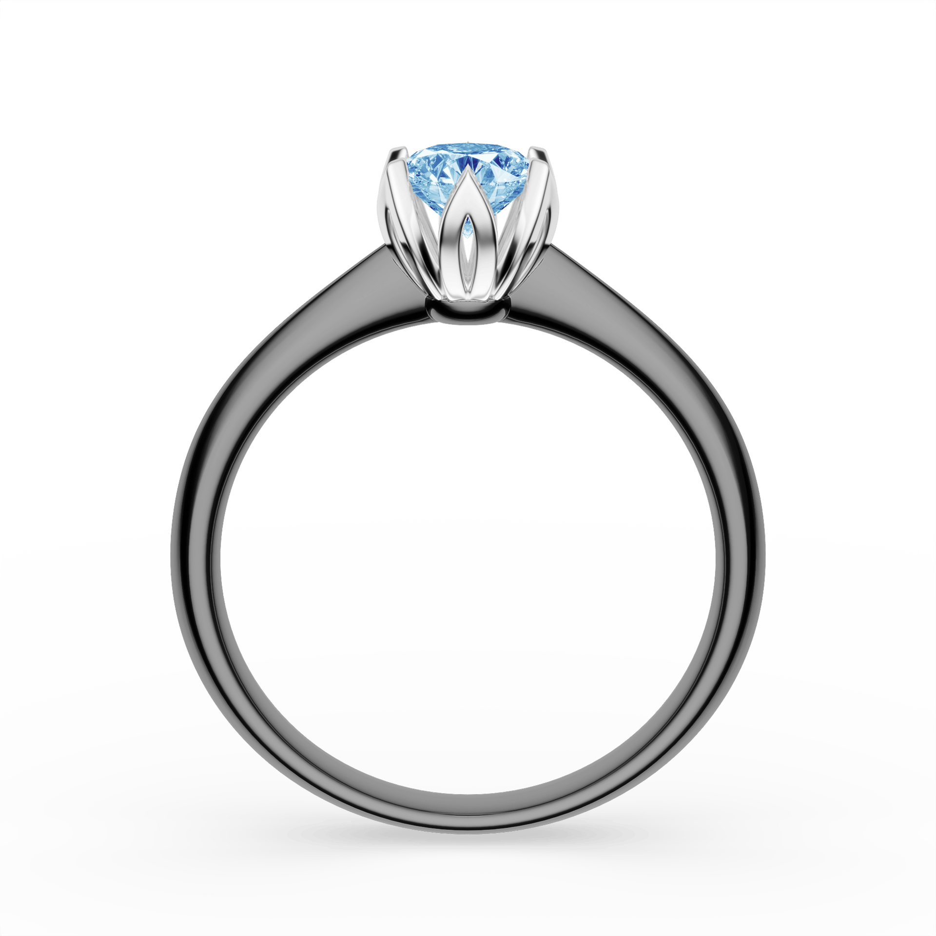 Pierścionek zaręczynowy My Daisy z czarnego złota z niebieskim diamentem laboratoryjnym 0,50ct