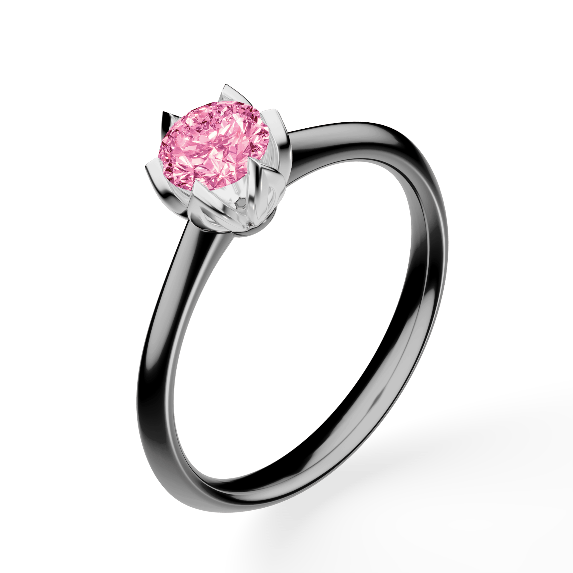 Pierścionek zaręczynowy My Daisy z czarnego złota z różowym diamentem laboratoryjnym 0,50ct