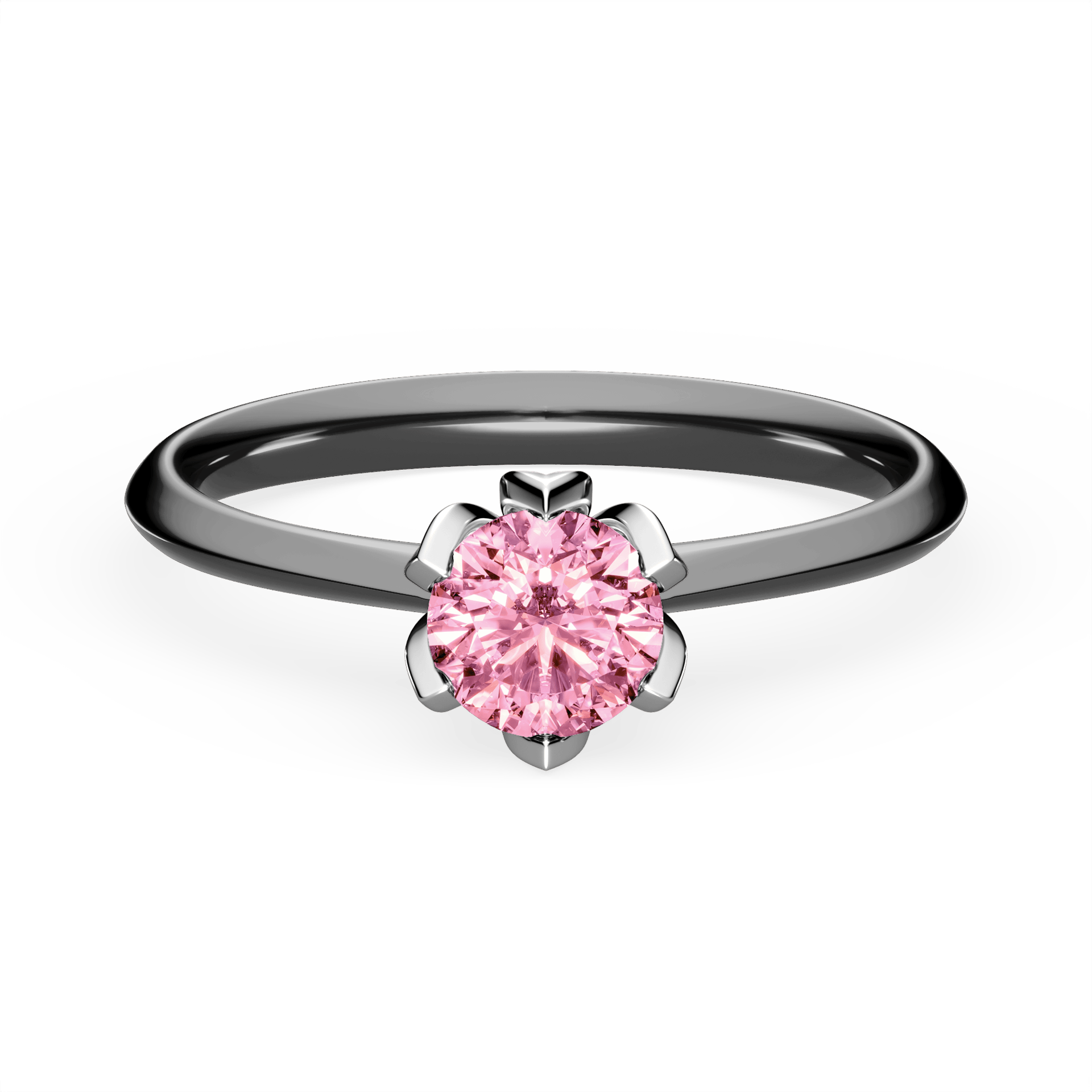 Pierścionek zaręczynowy My Daisy z czarnego złota z różowym diamentem laboratoryjnym 0,50ct